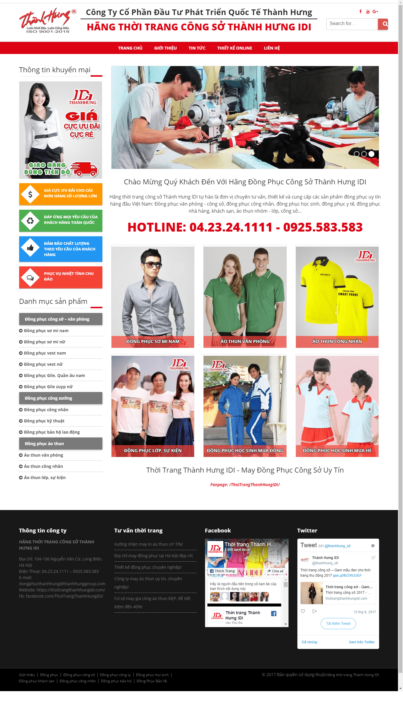 Thiết kế website hãng đồng phục công sở Thành Hưng ID