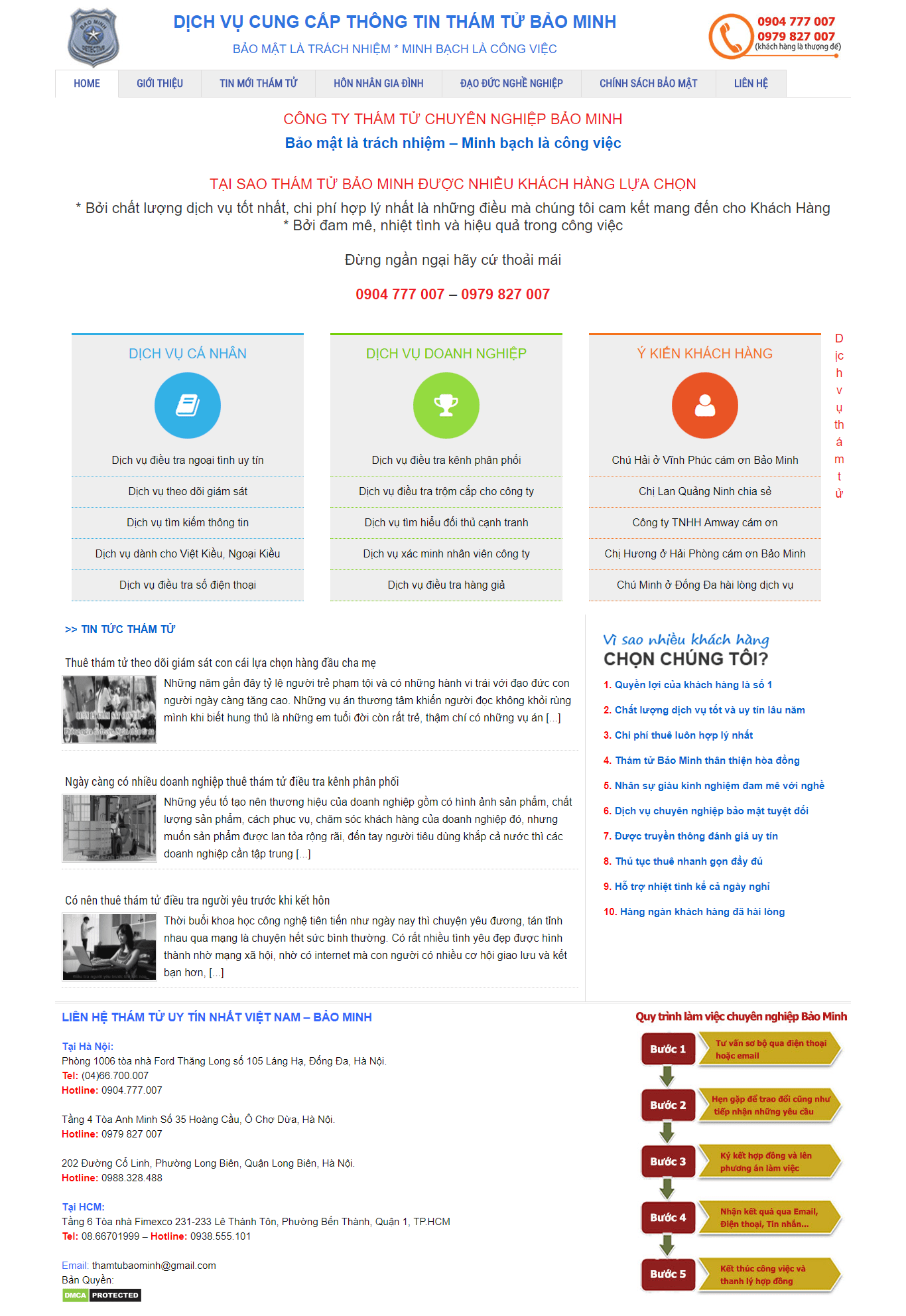 Thiết kế website công ty thám tử Bảo Minh đẹp SEO nhanh hiệu quả