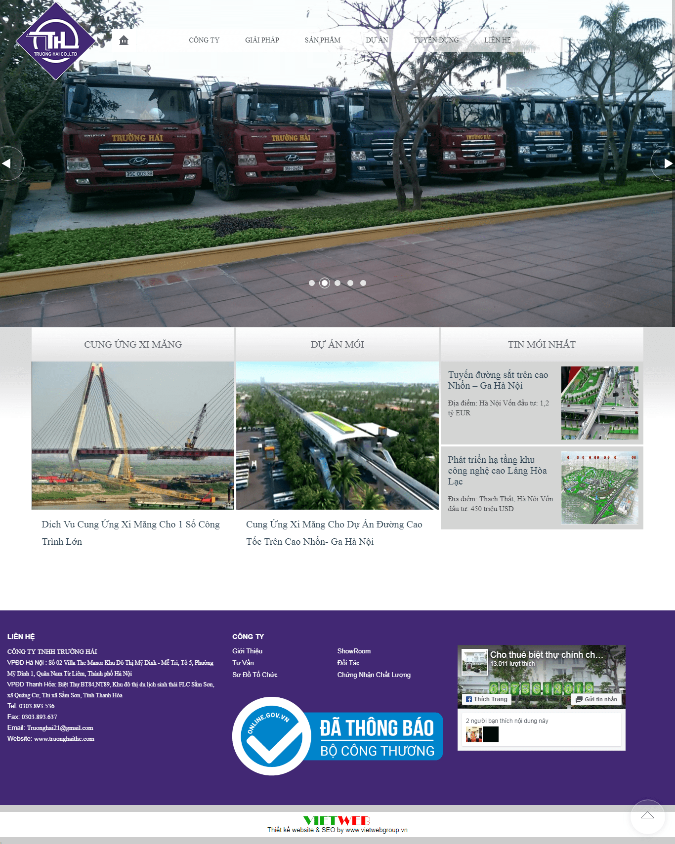 Thiết kế website cung ứng xi măng - truonghaithc.com đẹp SEO tốt