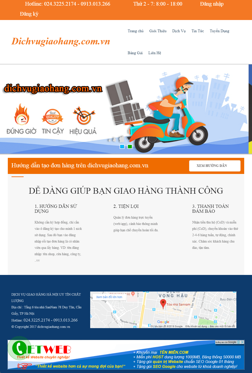 Thiết kế website dịch vụ giao hàng, dịch vụ giao hàng tại Hà Nội http://dichvugiaohang.com.vn/