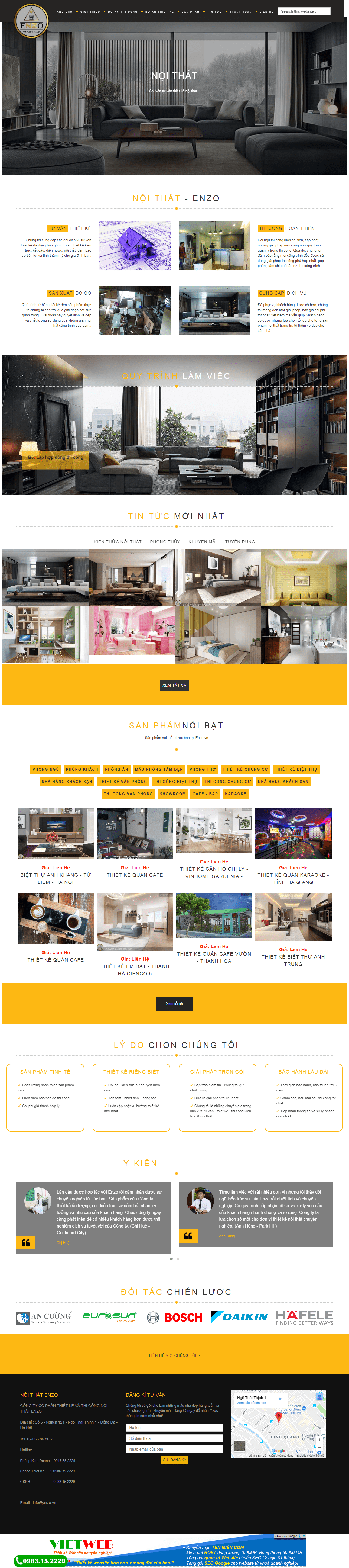 Thiết kế website nội thất, website công ty thiết kế và thi công nội thất https://enzo.vn/