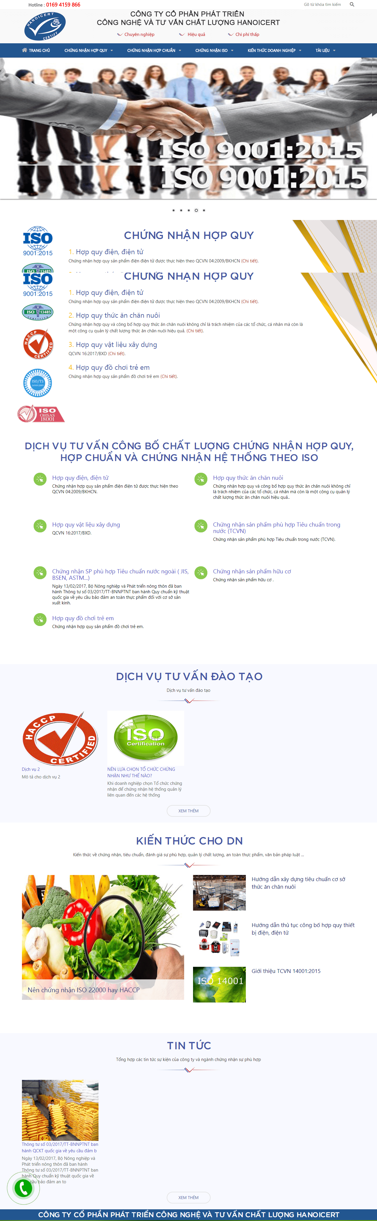 Thiết kế website công ty cổ phần phát triển công nghệ và tư vấn Hanoi Icert http://hanoicert.com/