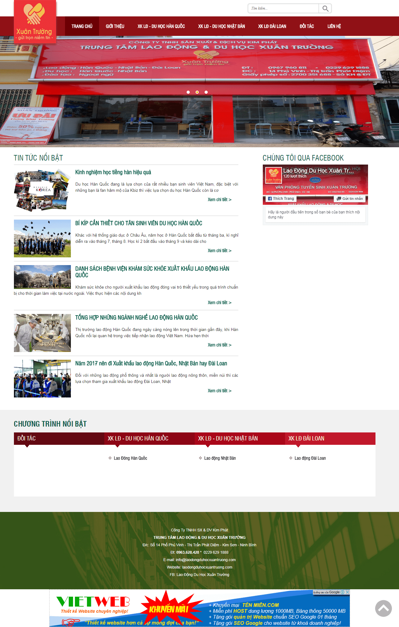 [hieuchuancaltech] Thiết kế website trung tâm lao động và du học http://laodongduhocxuantruong.com/