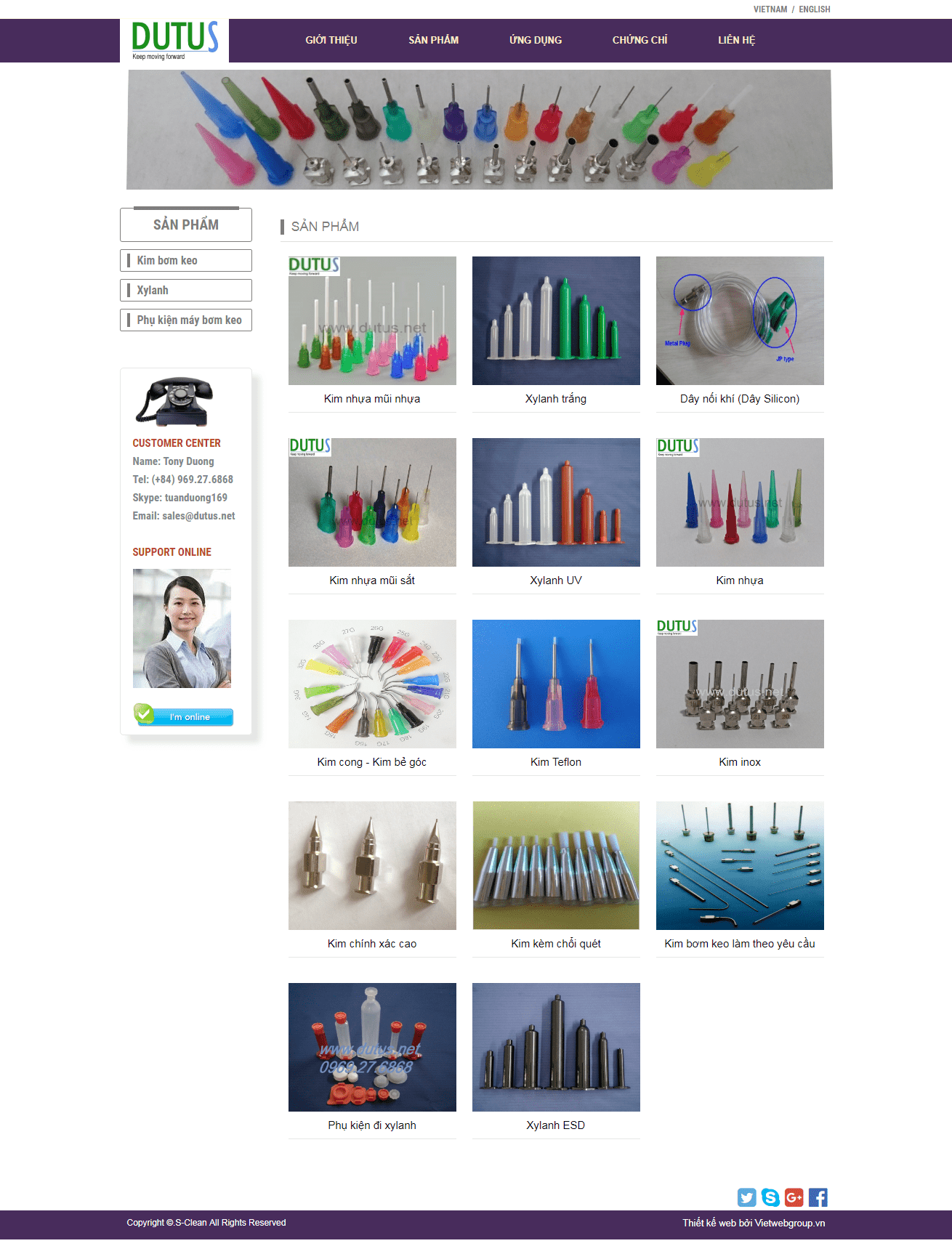 Thiết kế website công ty cổ phần công nghiệp Dutus http://needle-tip.com/