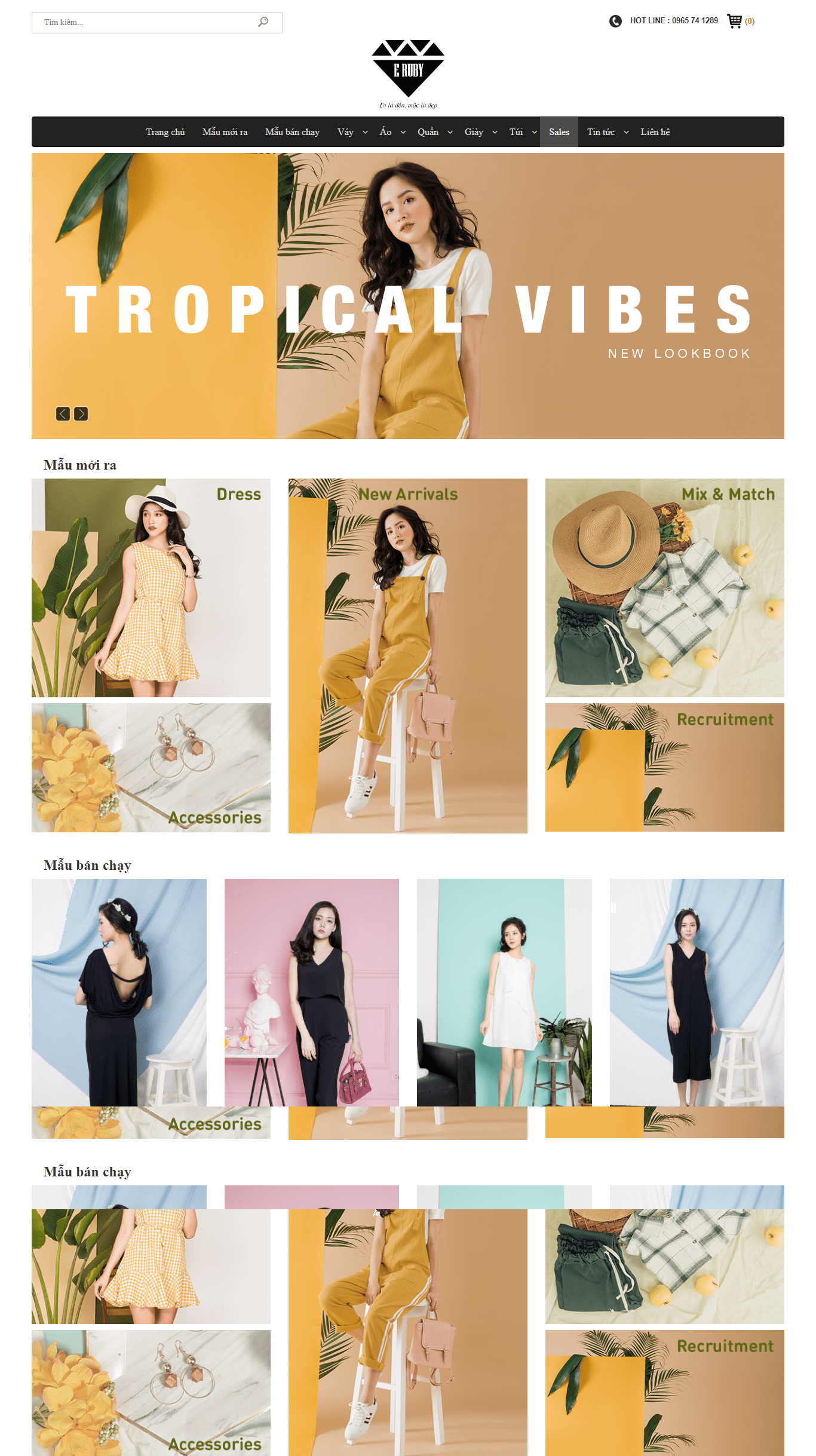 Thiết kế website thời trang công sở, thời trang nam nữ https://eruby.vn/