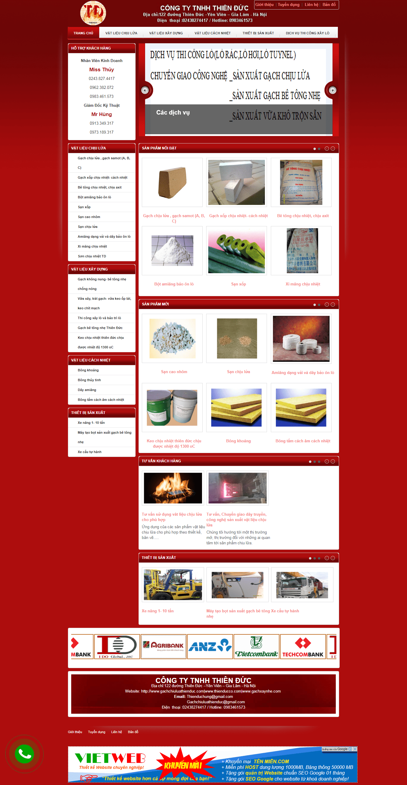 Thiết kế website công ty cung cấp vật liệu cách lửa http://gachthienduc.com/