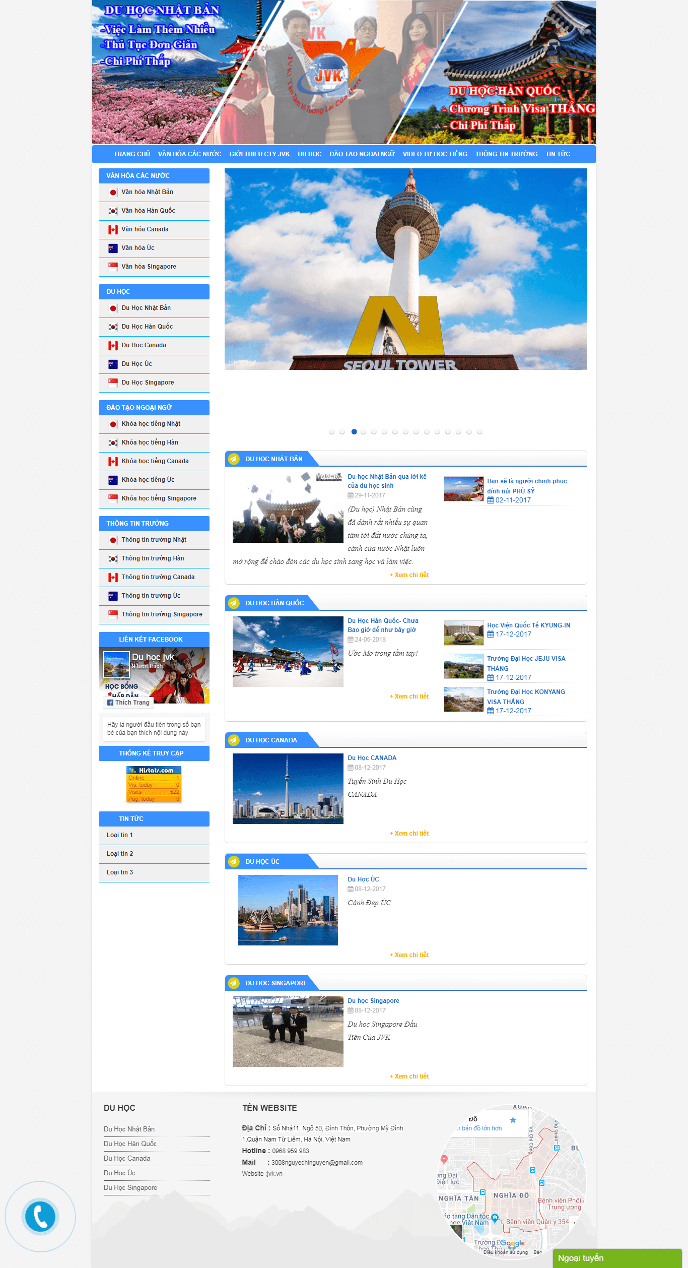 Thiết kế website du học Nhật Bản http://jvk.vn/ đẹp SEO tốt