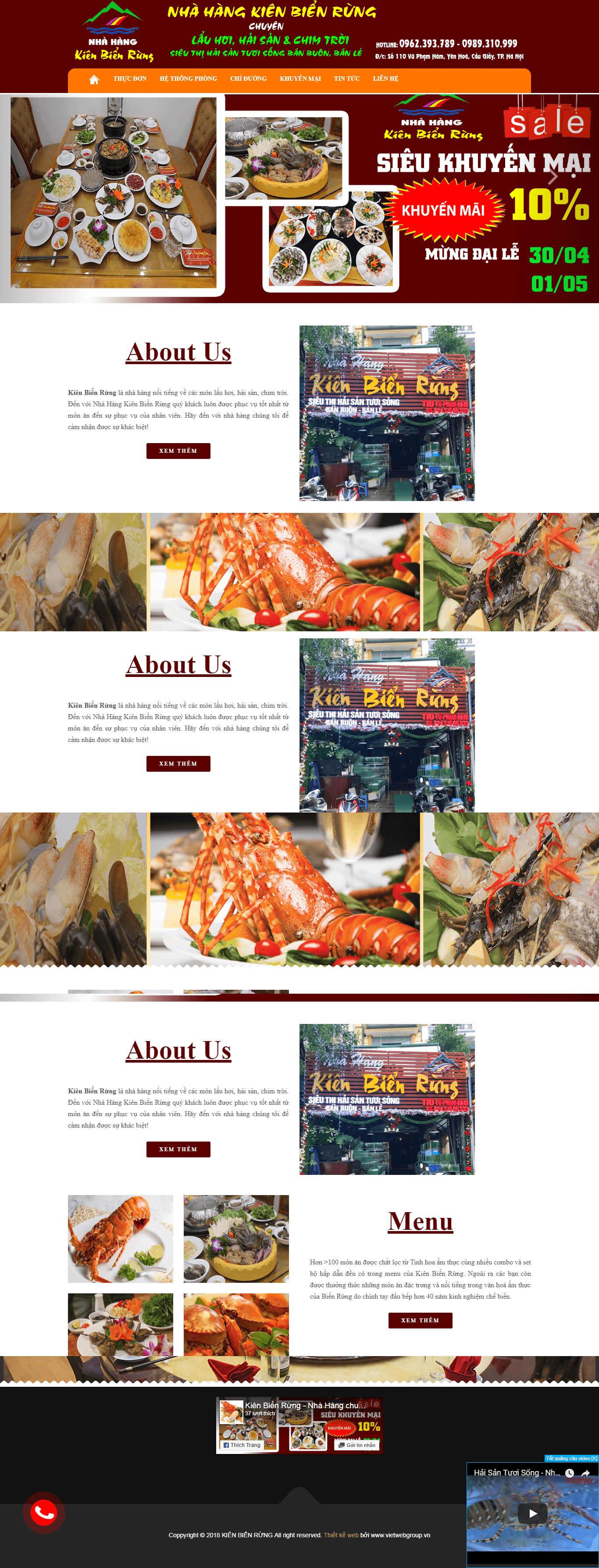[hieuchuancaltech] Thiết kế website nhà hàng ăn http://kienbienrung.com đẹp SEO tốt