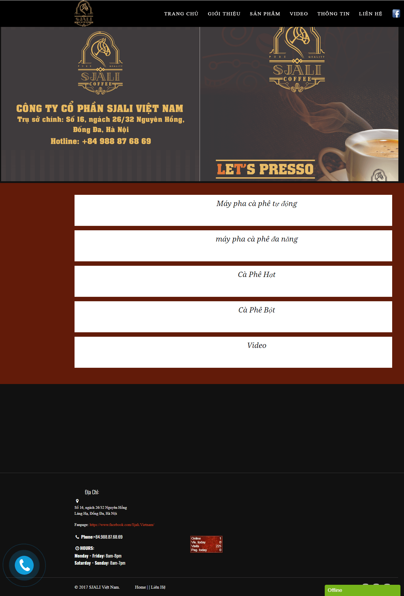 Thiết kế website kinh doanh máy móc xay cafe http://sjalivietnam.com/