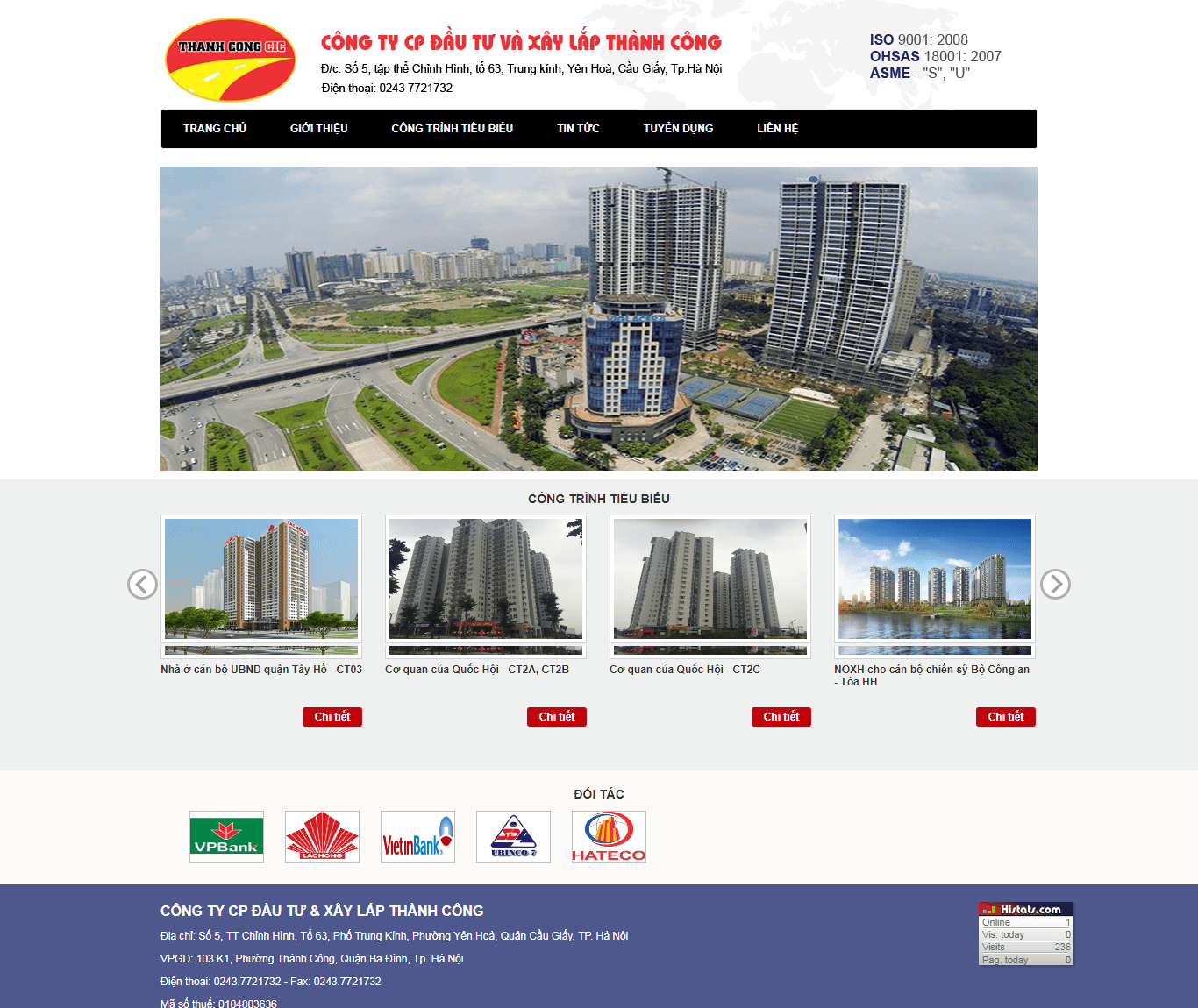 Thiết kế website công ty cổ phần đầu tư và xây dựng http://thanhcongcic.com/