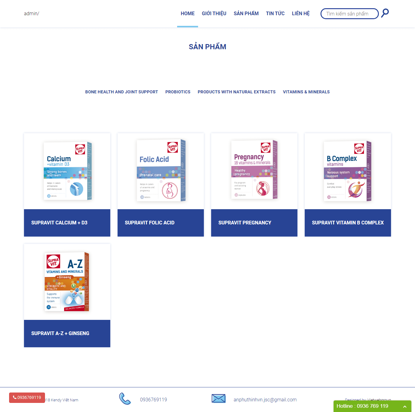Thiết kế website thuốc,thực phẩm chức năng http://kendyvietnam.vn/