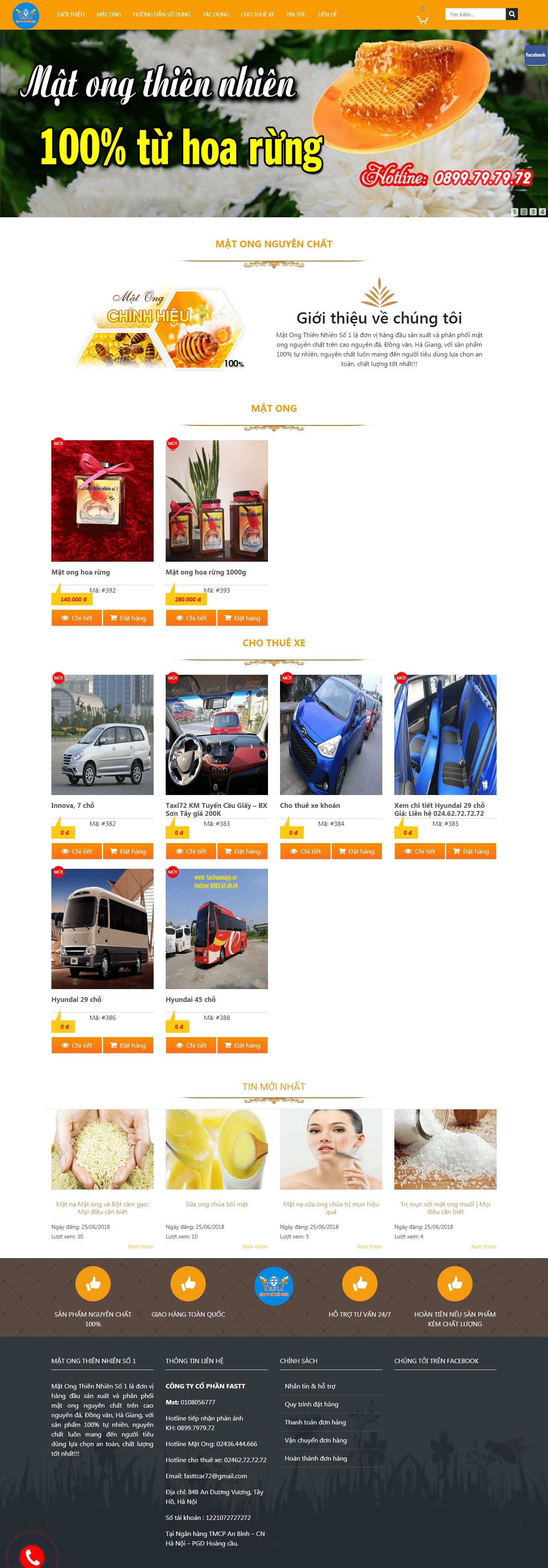 Thiết kế website về mật ong matongthiennhienso1 đẹp SEO tốt