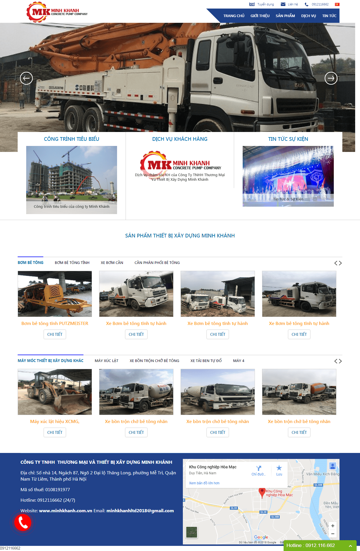 Thiết kế website máy móc thiết bị xây dựng http://minhkhanh.com.vn/