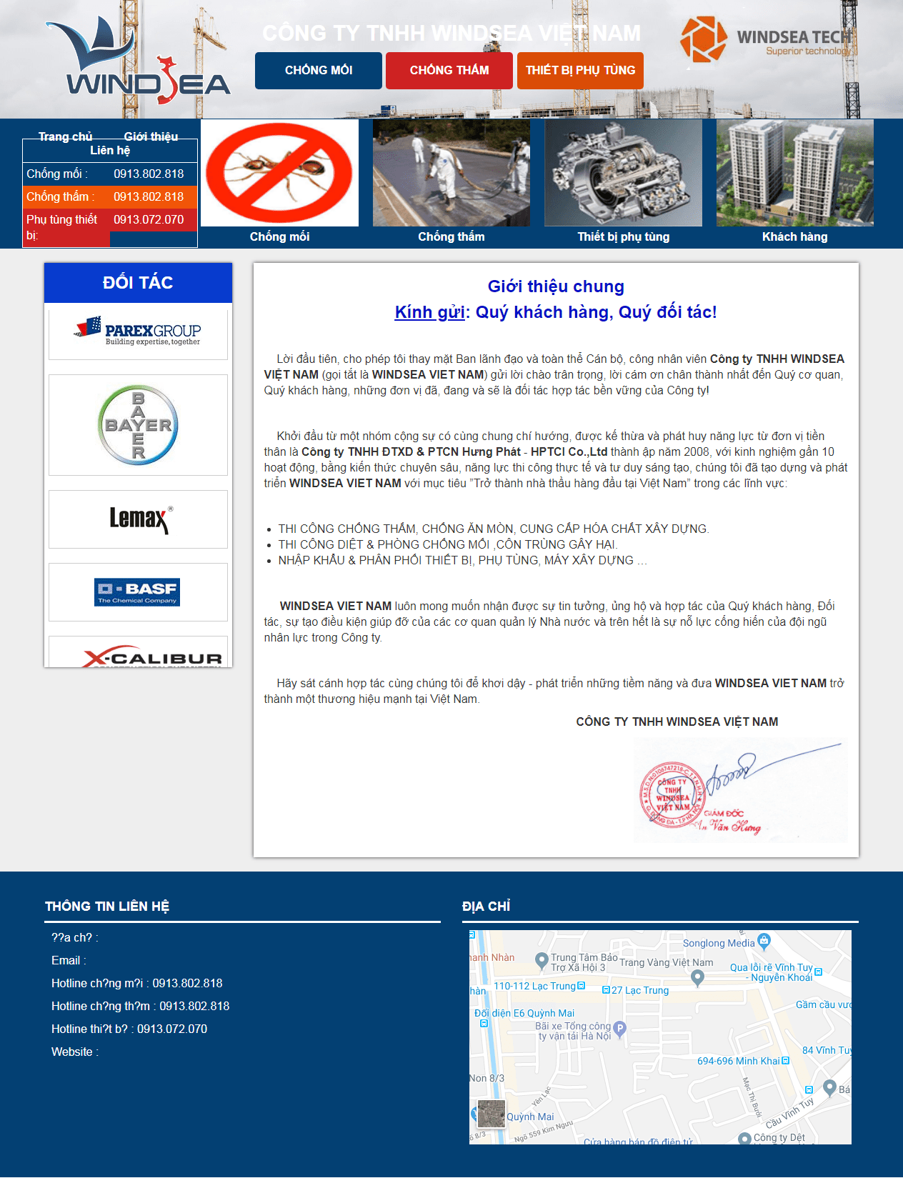 Thiêt kế website công trình chống mối, chống thấm http://windseatech.com/