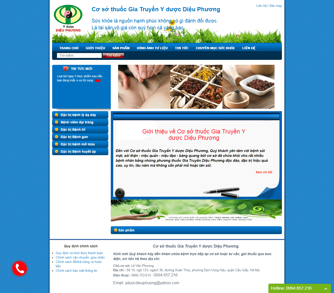 Thiết kế website công ty dược, nhà phân phối dược , thuốc gia truyền http://yduocdieuphuong.vn/