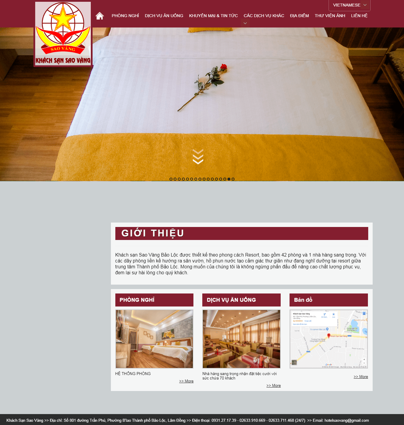 Thiết kế website khách sạn SAO VÀNG đẹp - khachsansaovang.com