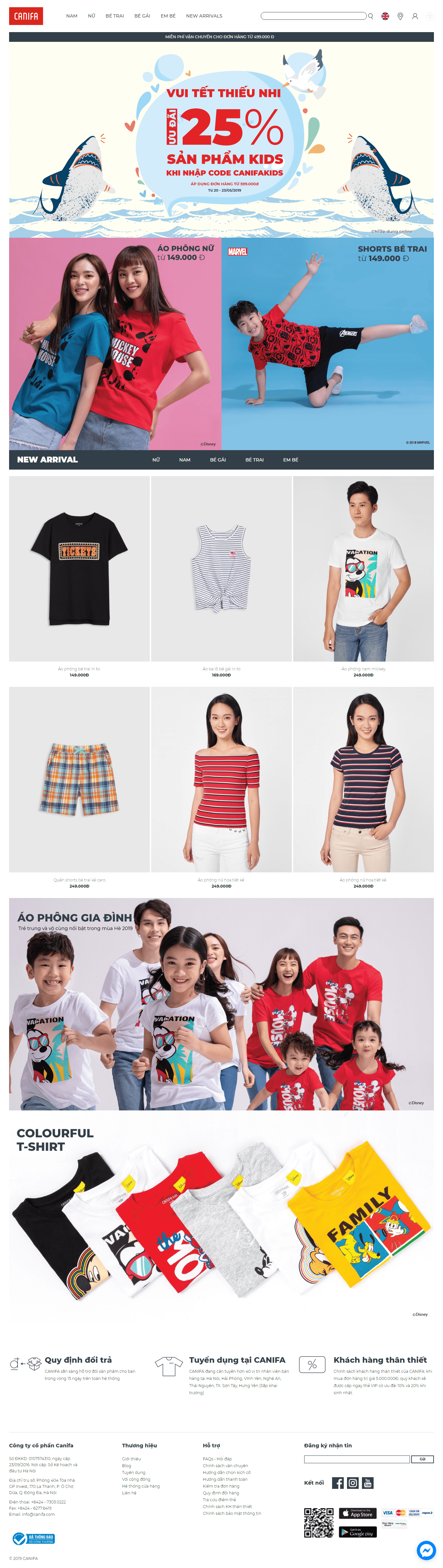 Thiết kế website thời trang may mặc - https://canifa.com/