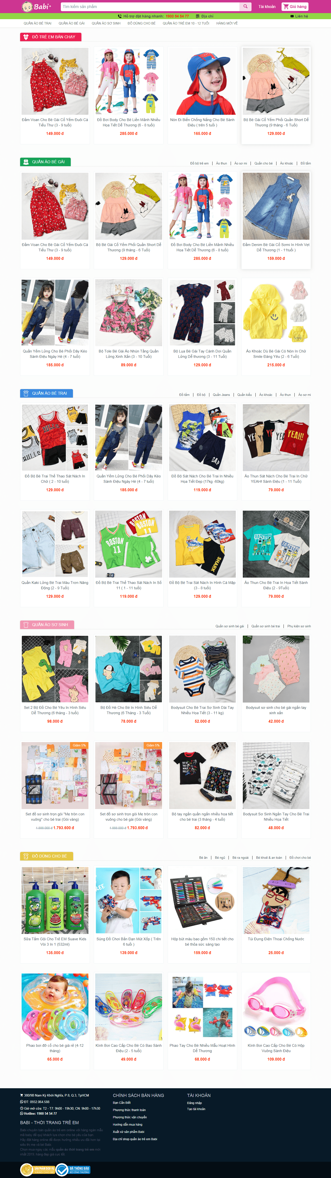 Thiết kế website thời trang may mặc - https://babi.vn/