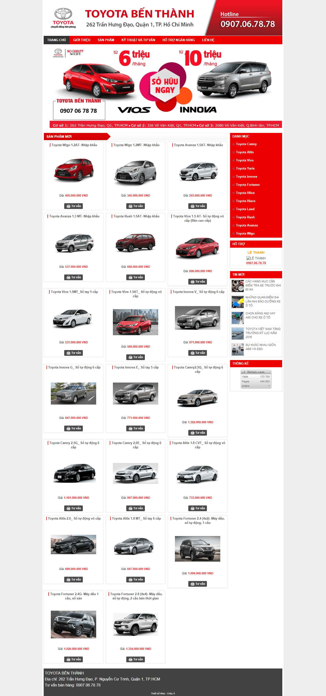 Thiết kế website xe hơi, Ô tô - http://benthanhtoyota.com.vn/