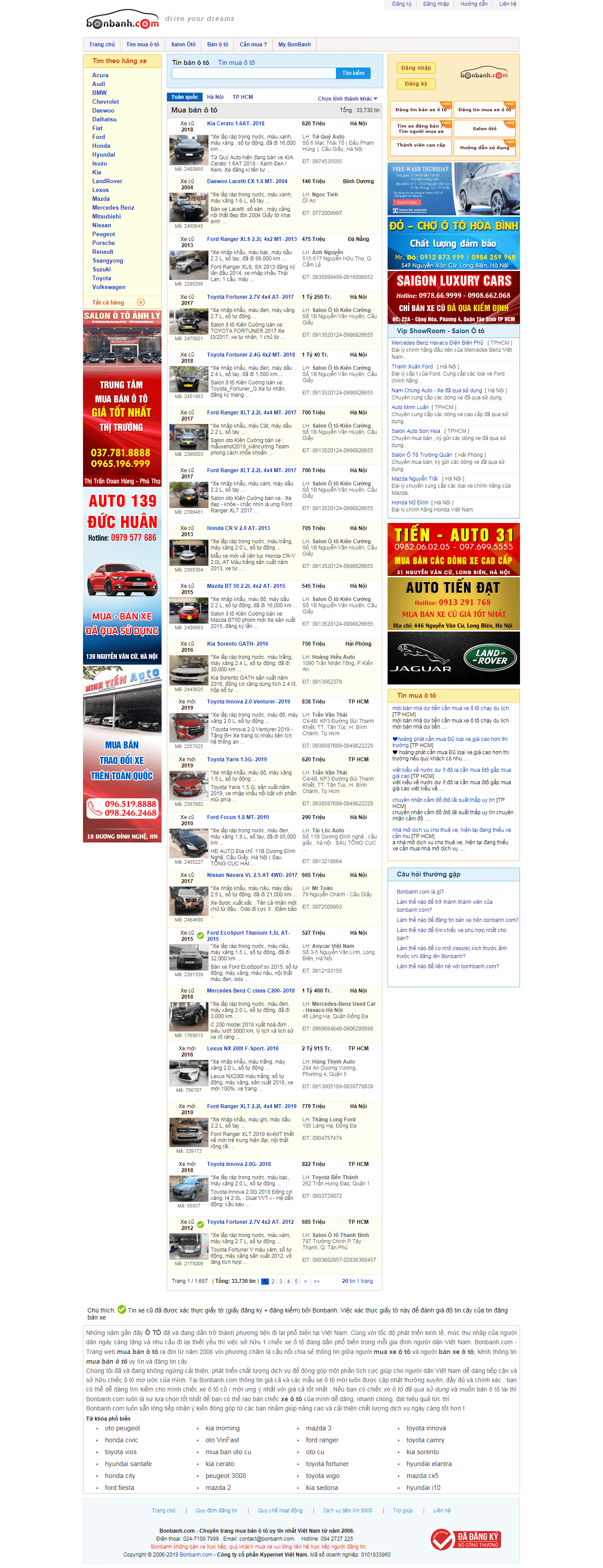Thiết kế website xe hơi, Ô tô - https://bonbanh.com/ đẹp SEO tốt