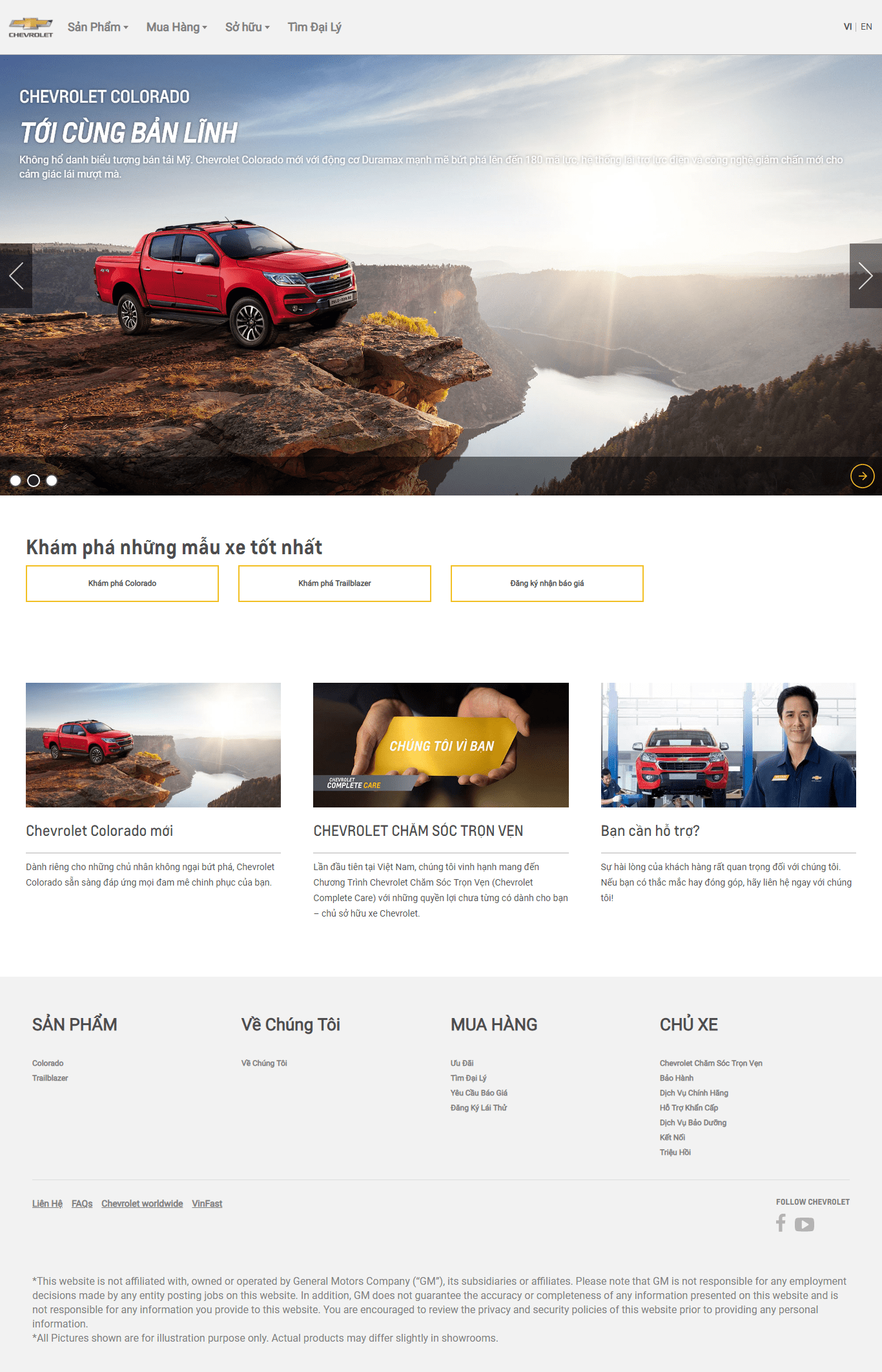 Thiết kế website xe hơi, Ô tô - https://www.chevrolet.com.vn/