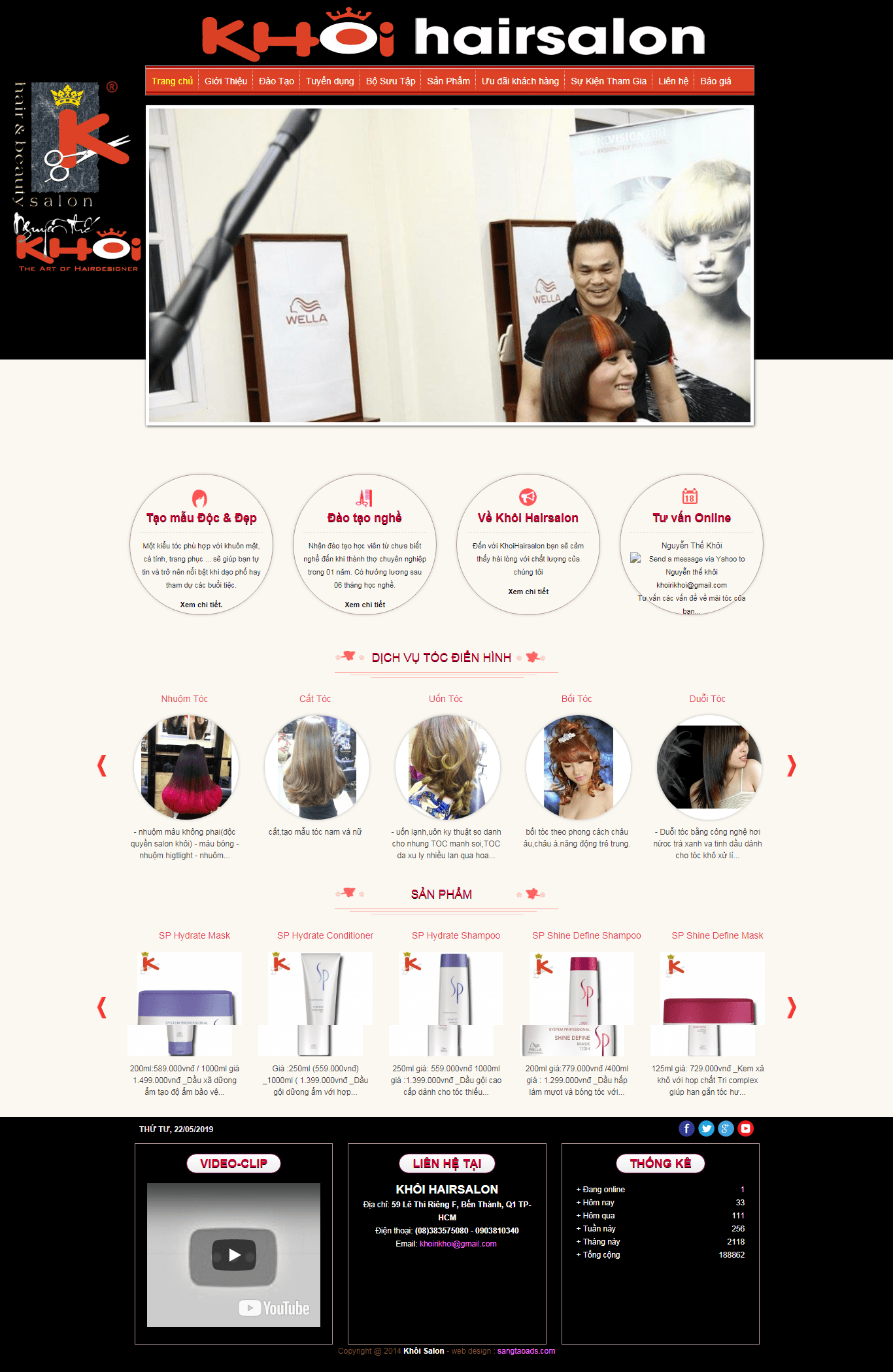 Thiết kế website hiệu cắt tóc, hair salon - http://khoihairsalon.com/