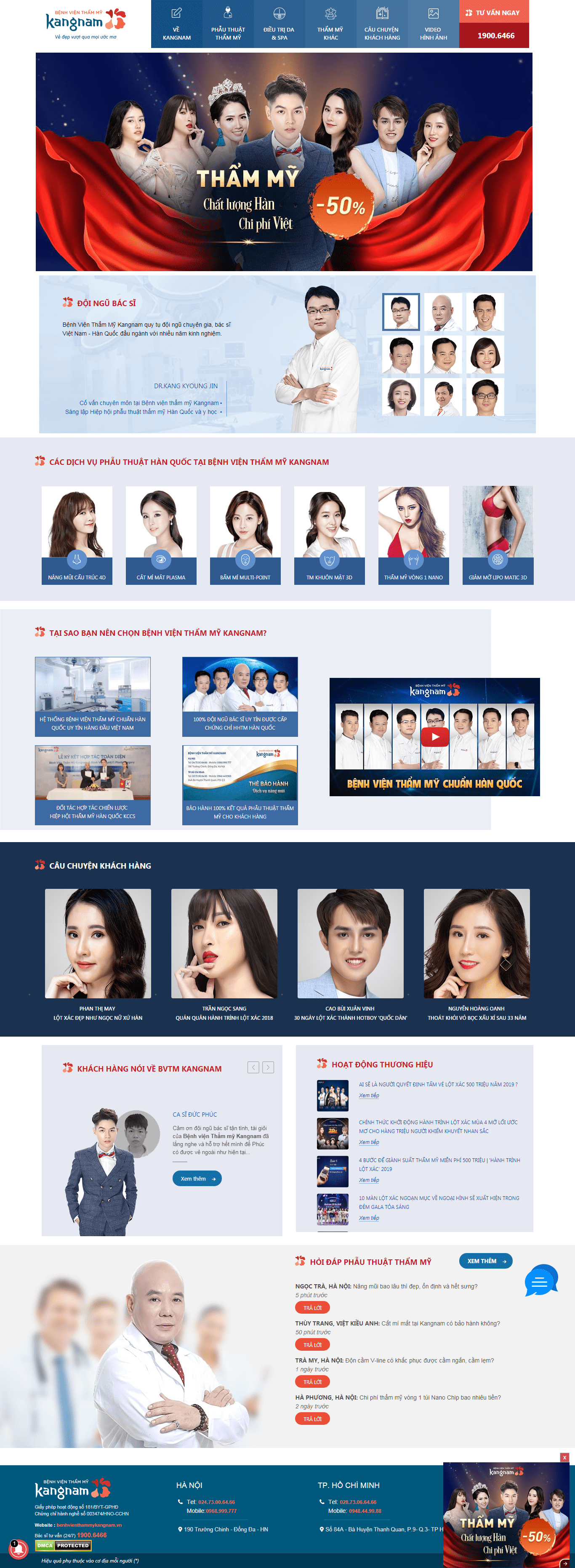 Thiết kế website Spa - Thẩm mỹ viện - https://benhvienthammykangnam.vn/