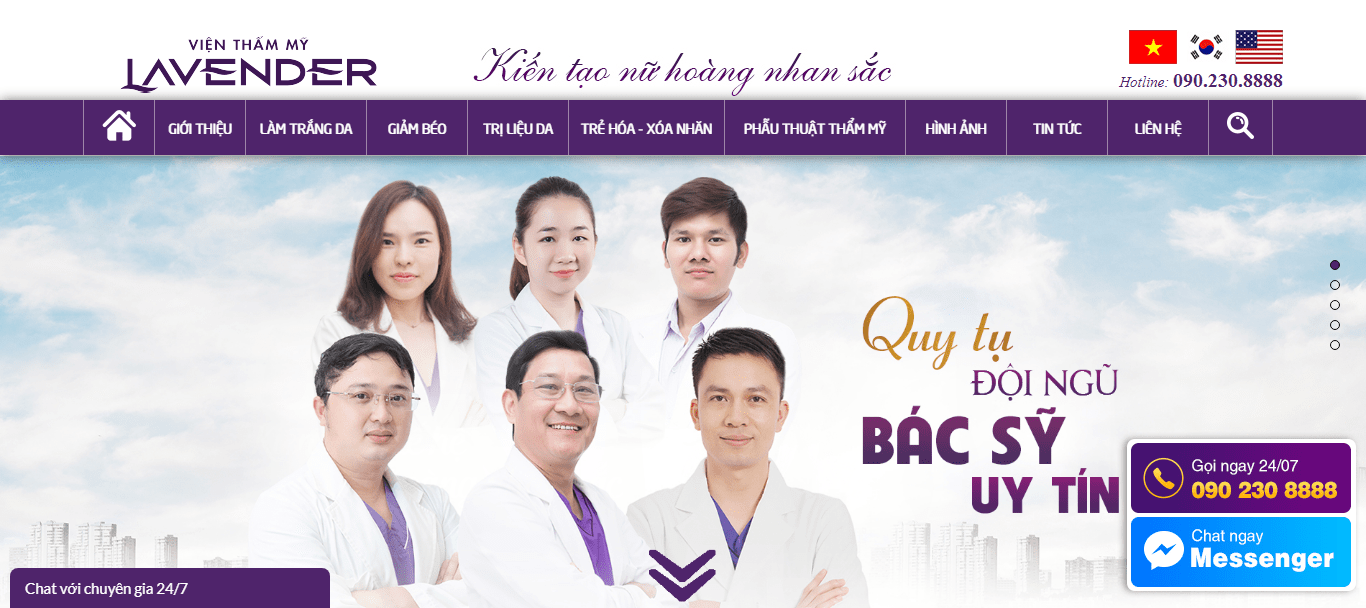Thiết kế website Spa - Thẩm mỹ viện - https://vienthammylavender.vn/