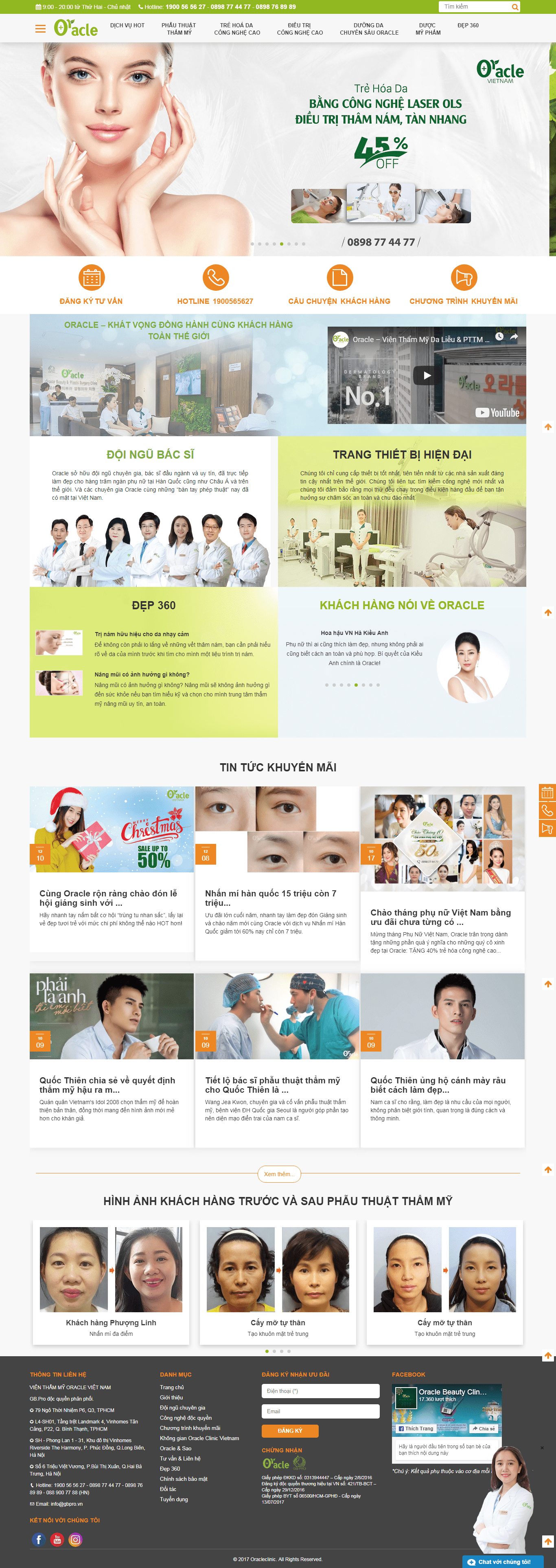 Thiết kế website Spa - Thẩm mỹ viện - http://vienthammyoracle.vn/