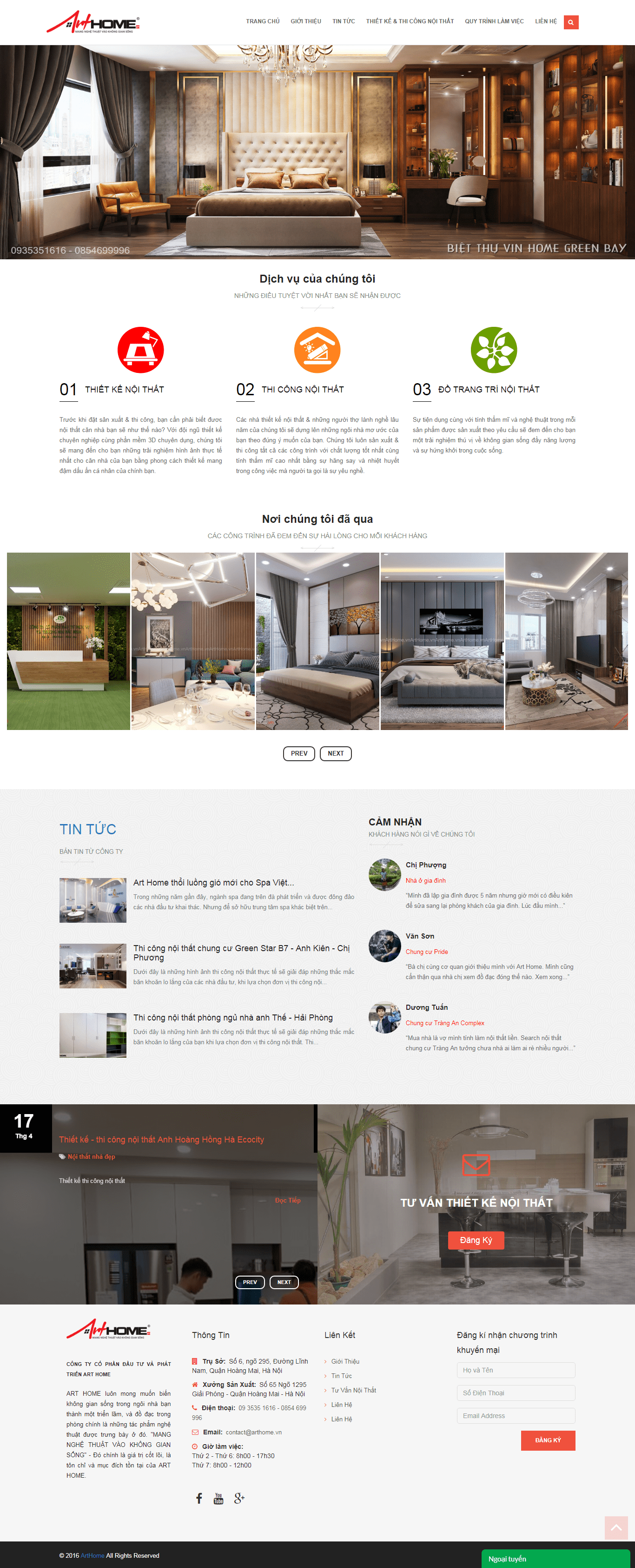 Thiết kế website nội thất - kiến trúc - https://arthome.vn/