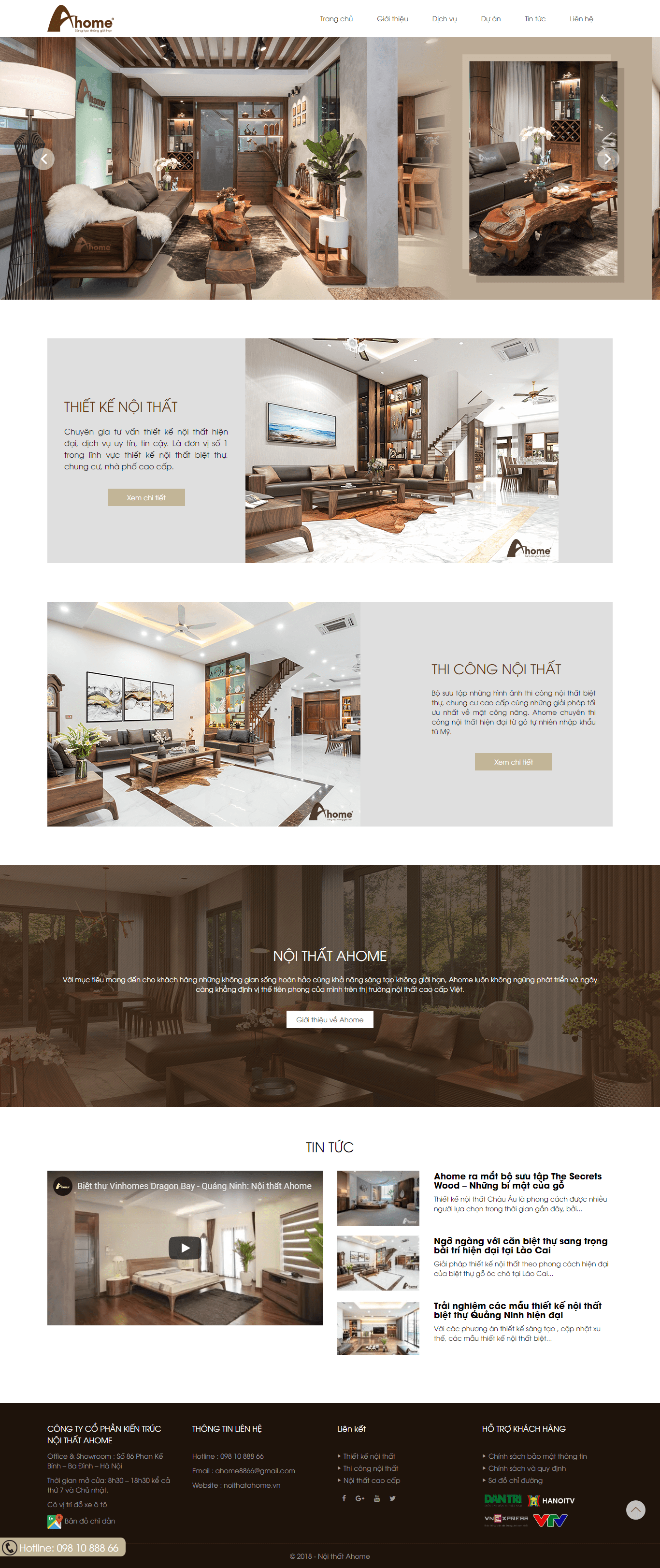 Thiết kế website nội thất - kiến trúc - https://noithatahome.vn/
