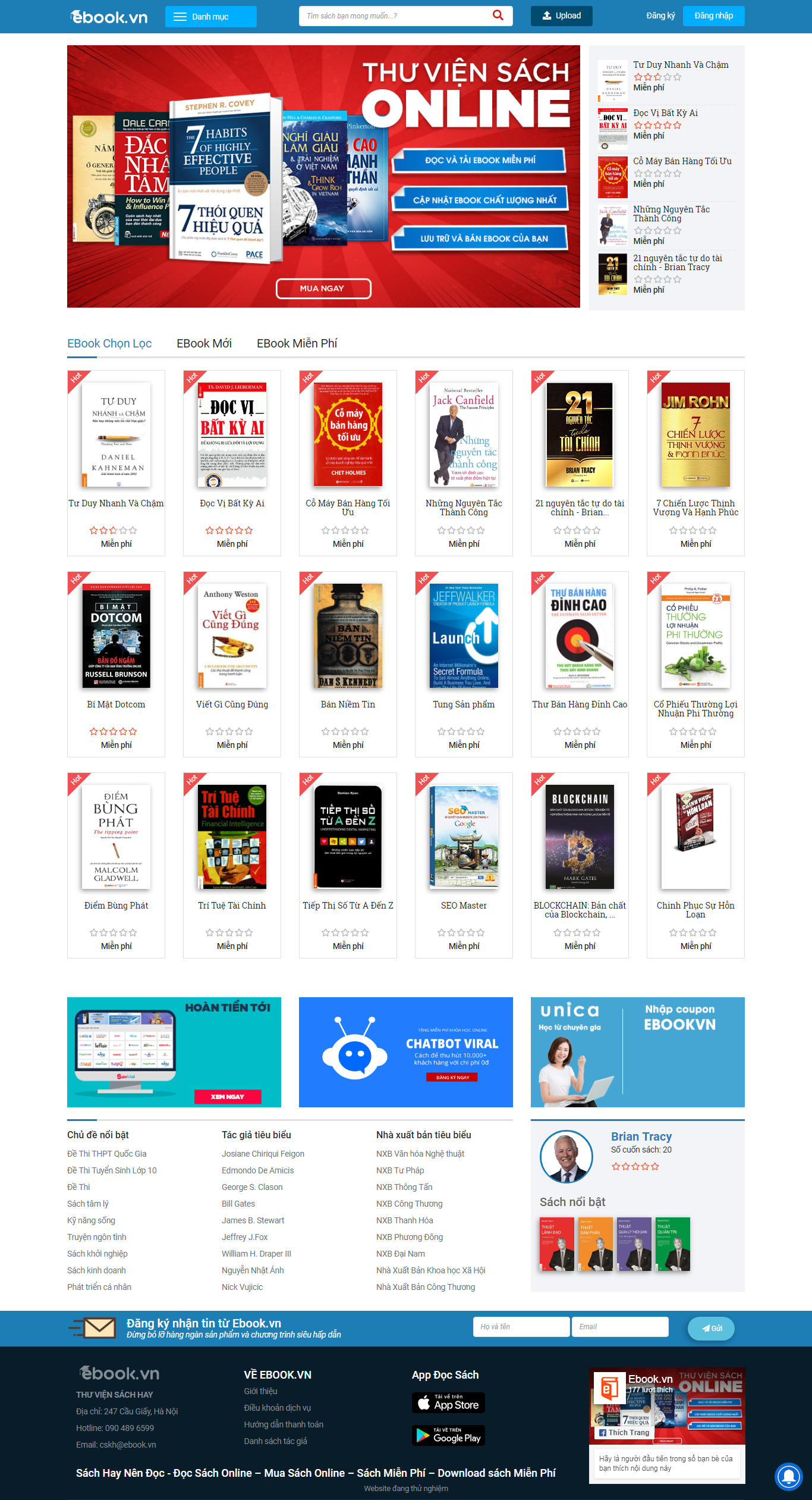 Thiết kế website bán sách - ebook - https://ebook.vn/ đẹp SEO tốt