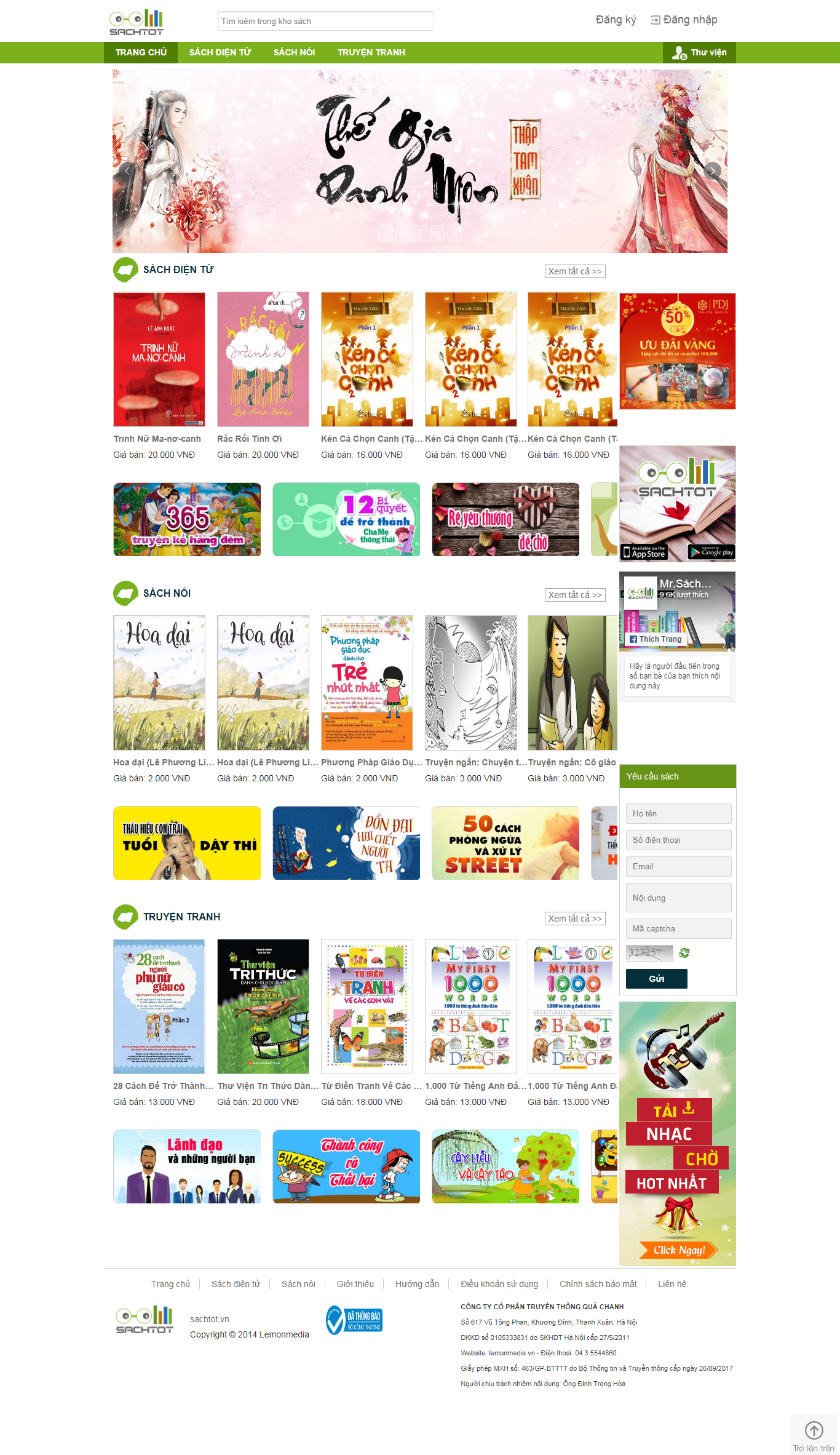 Thiết kế website bán sách - ebook - http://sachtot.vn/