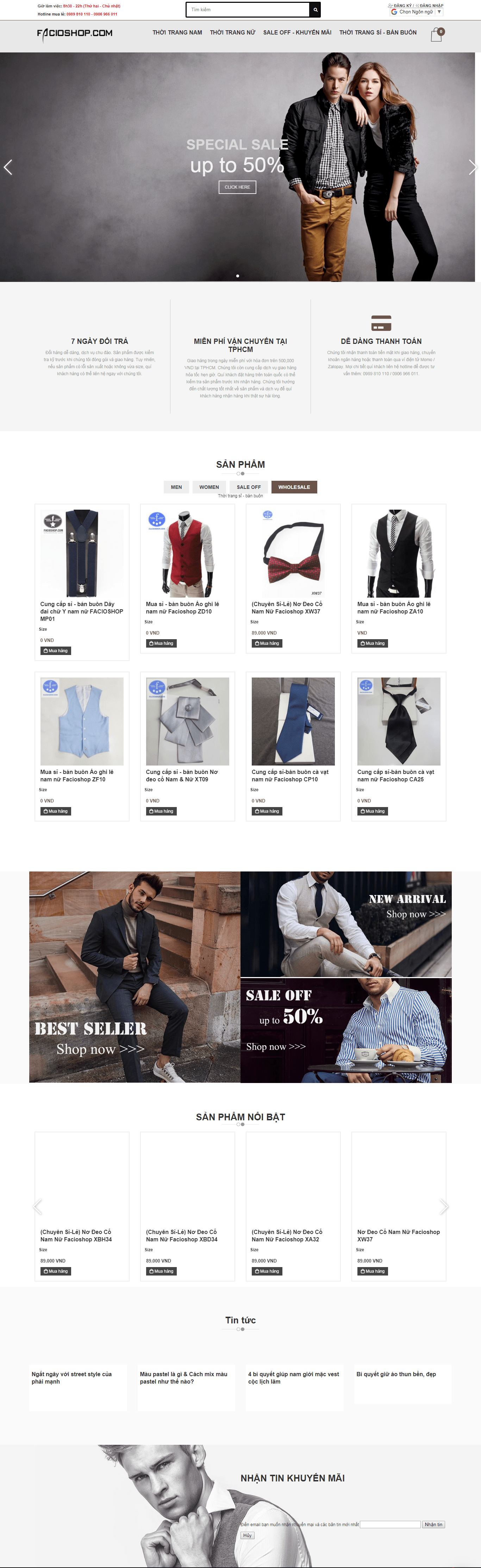 Thiết kế website quần áo - http://www.facioshop.com/ đẹp SEO tốt