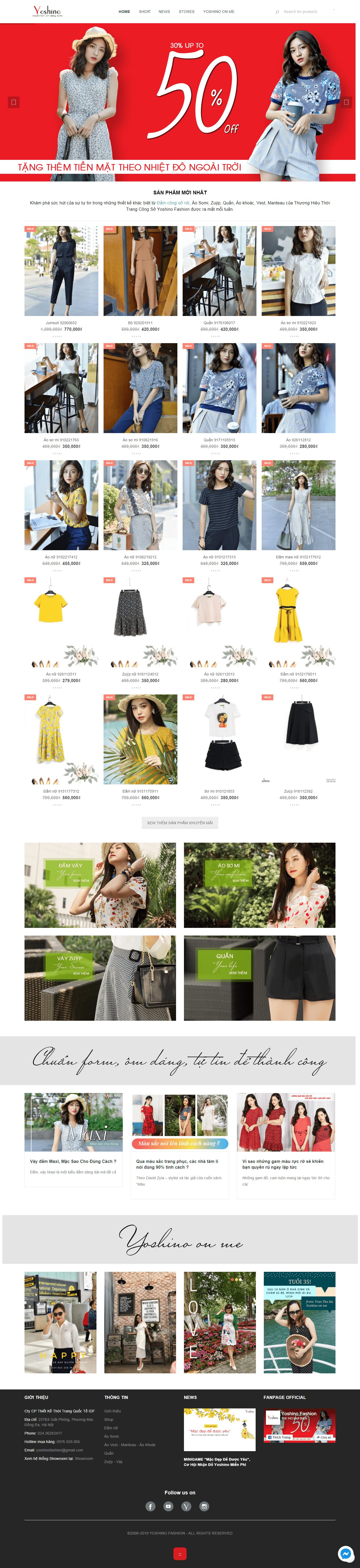 Thiết kế website quần áo - https://yoshino.com.vn/ đẹp SEO tốt