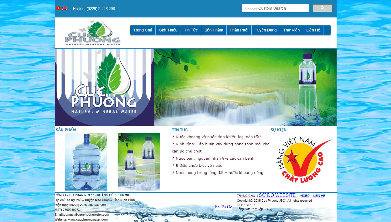 Thiết kế website nước uống - http://www.cucphuongwater.com