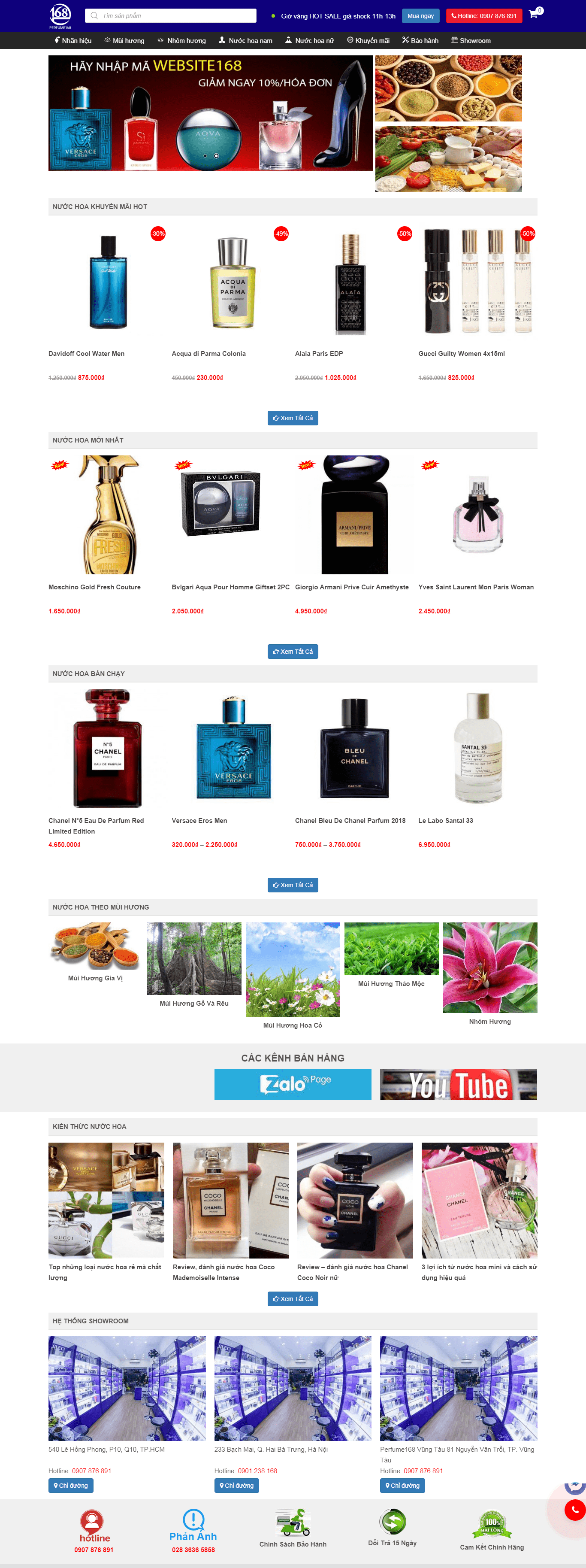 Thiết kế website mỹ phẩm nước hoa - https://perfume168.com/