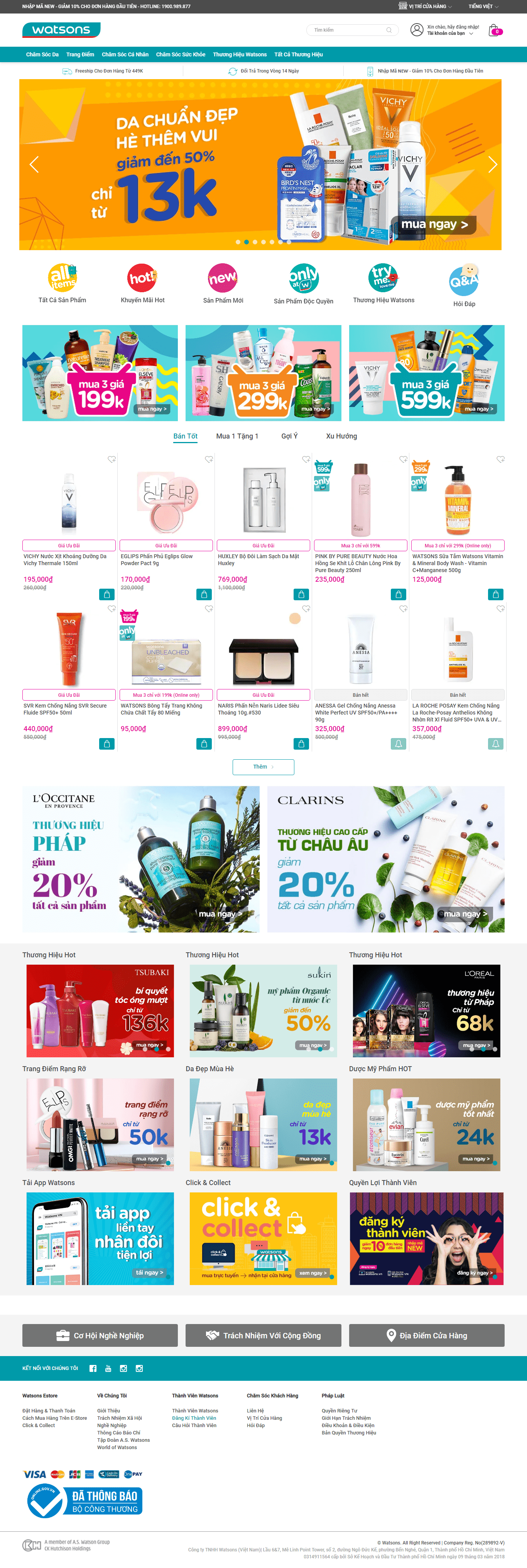Thiết kế website mỹ phẩm nước hoa - https://www.watsons.vn/