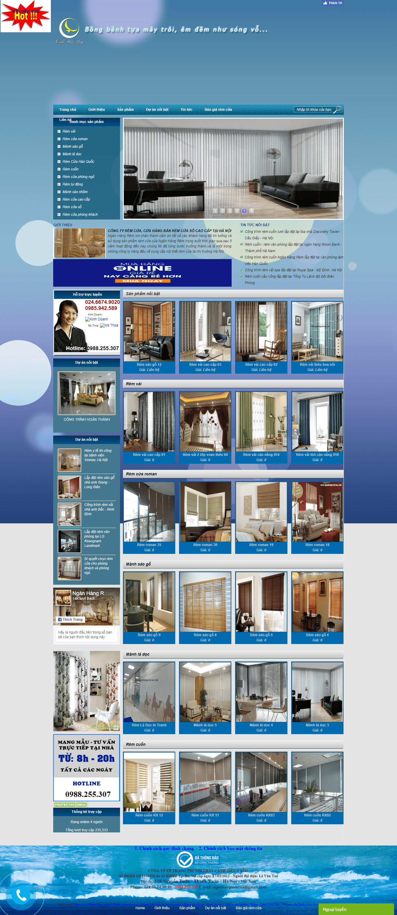 Thiết kế website mành - rèm cửa - http://nganhangremcua.com/