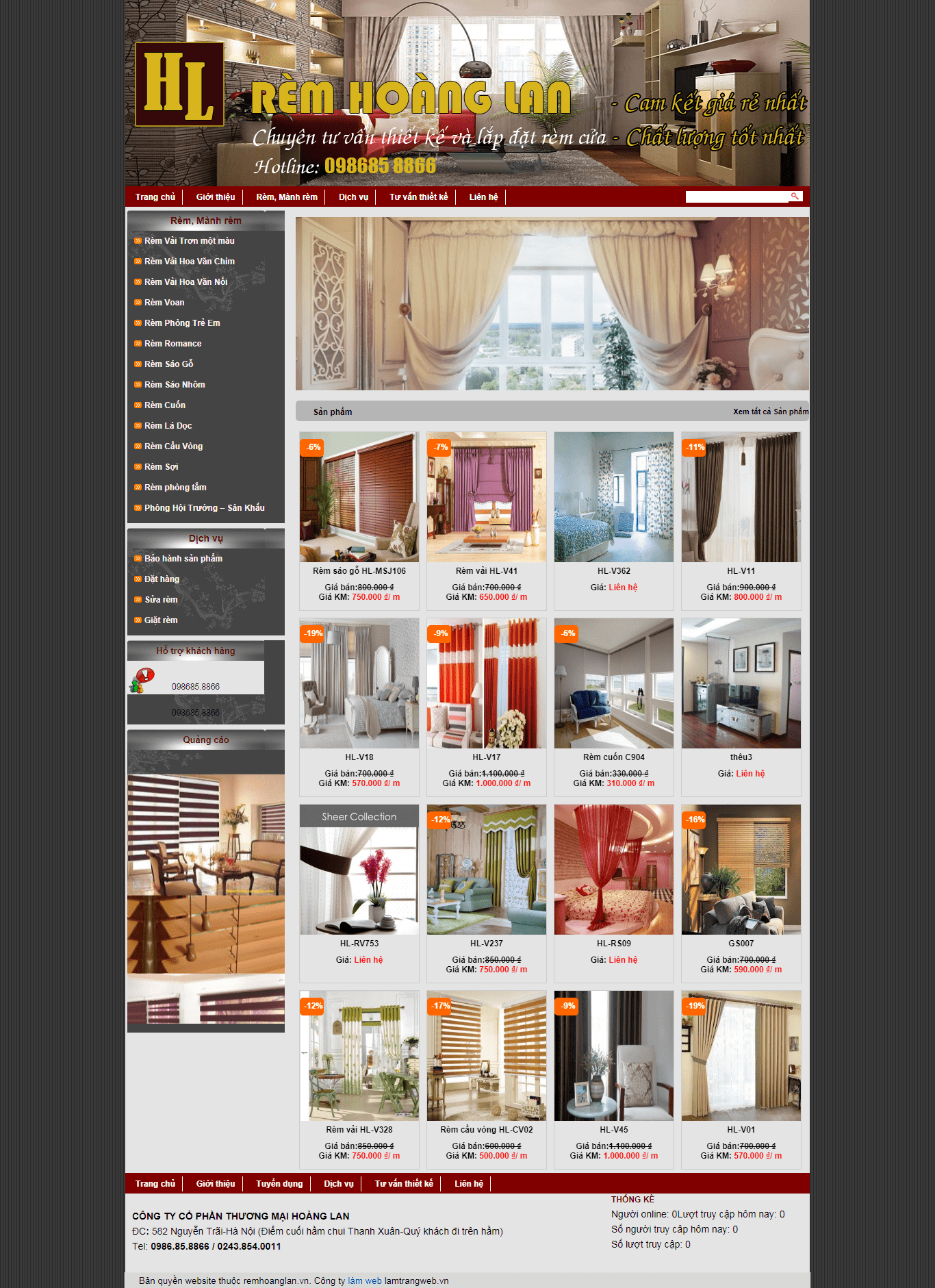 Thiết kế website thiết bị điện - http://remhoanglan.vn/