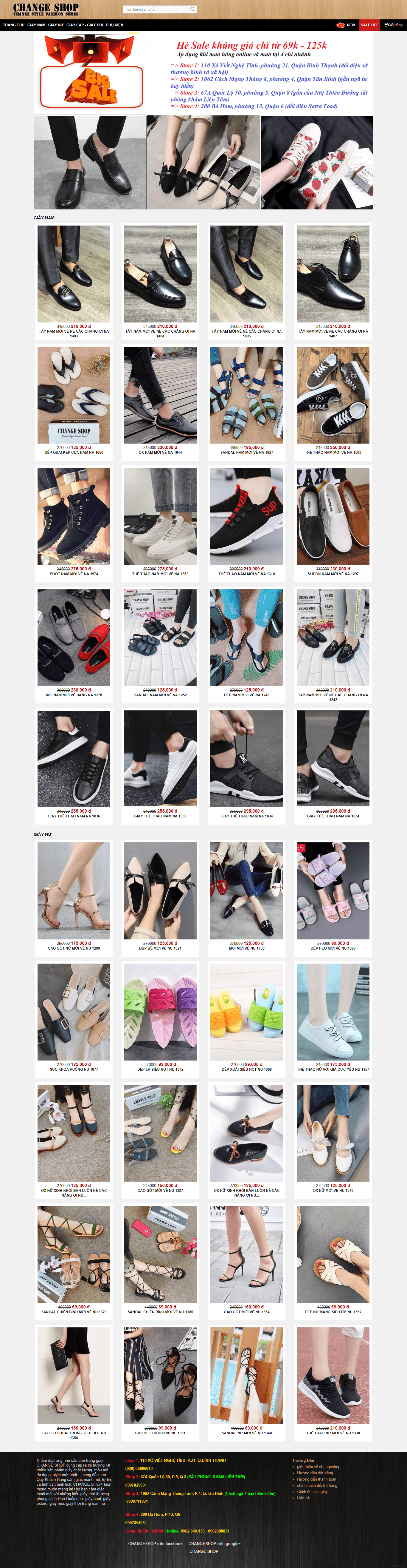 Thiết kế website bán giày dép - http://changeshop.vn/