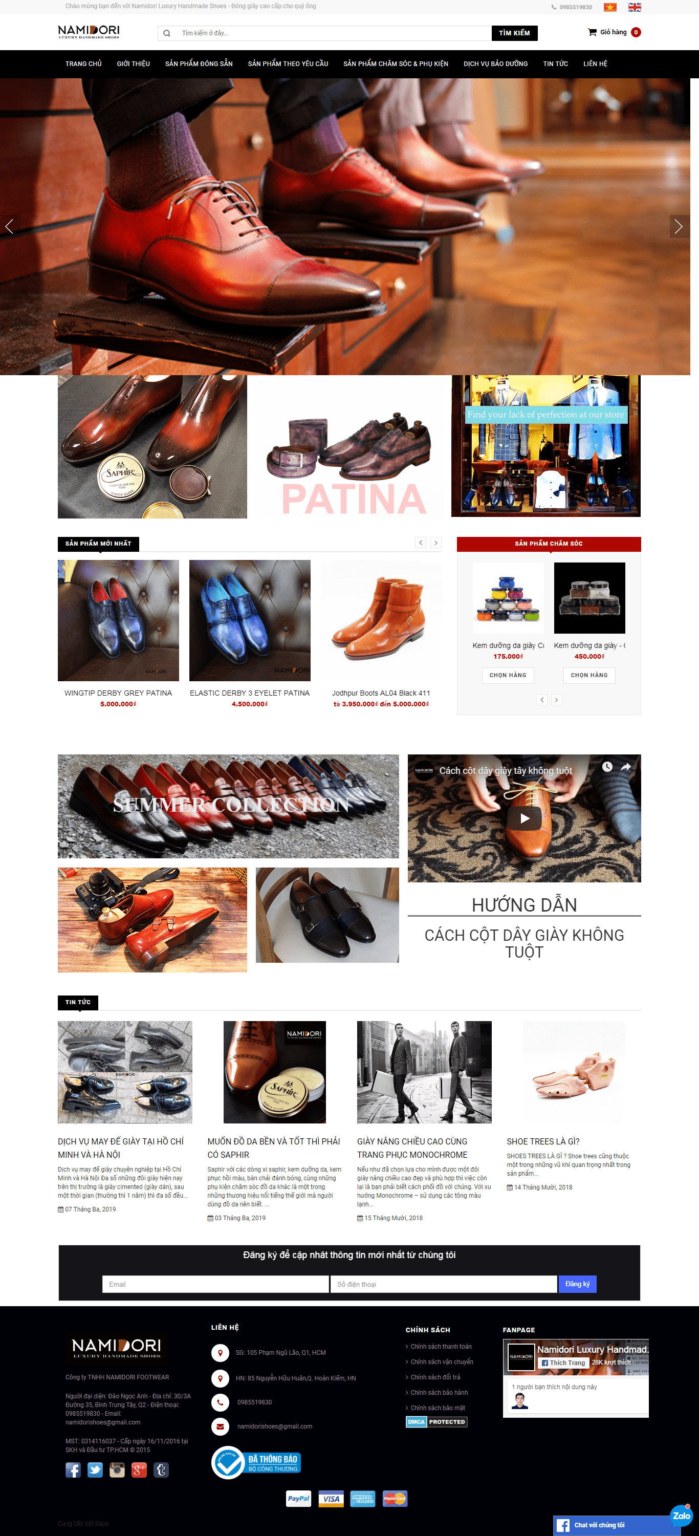 Thiết kế website bán giày dép - https://www.namidori.com/
