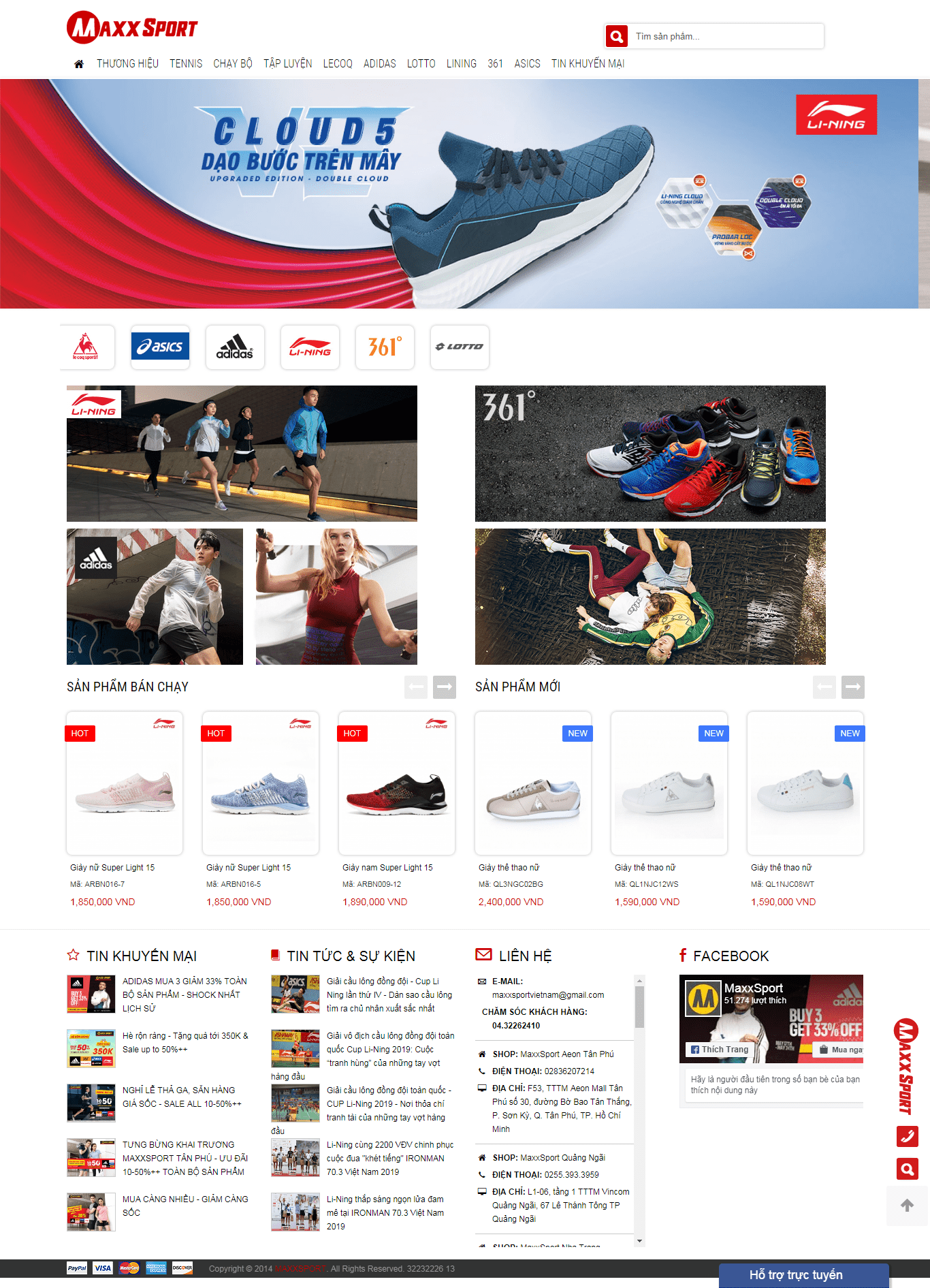 Thiết kế website bán đồ thể thao - http://www.maxxsport.com.vn/