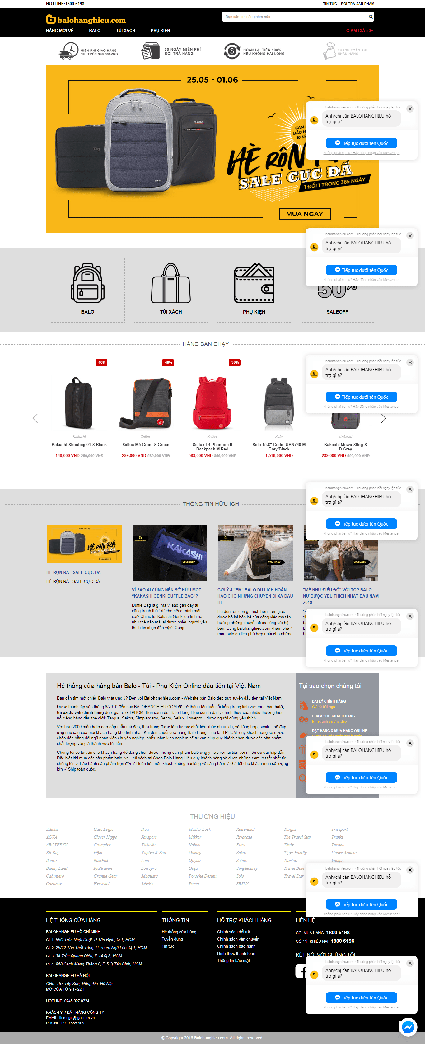Thiết kế website bán balo - túi xách - https://balohanghieu.com/