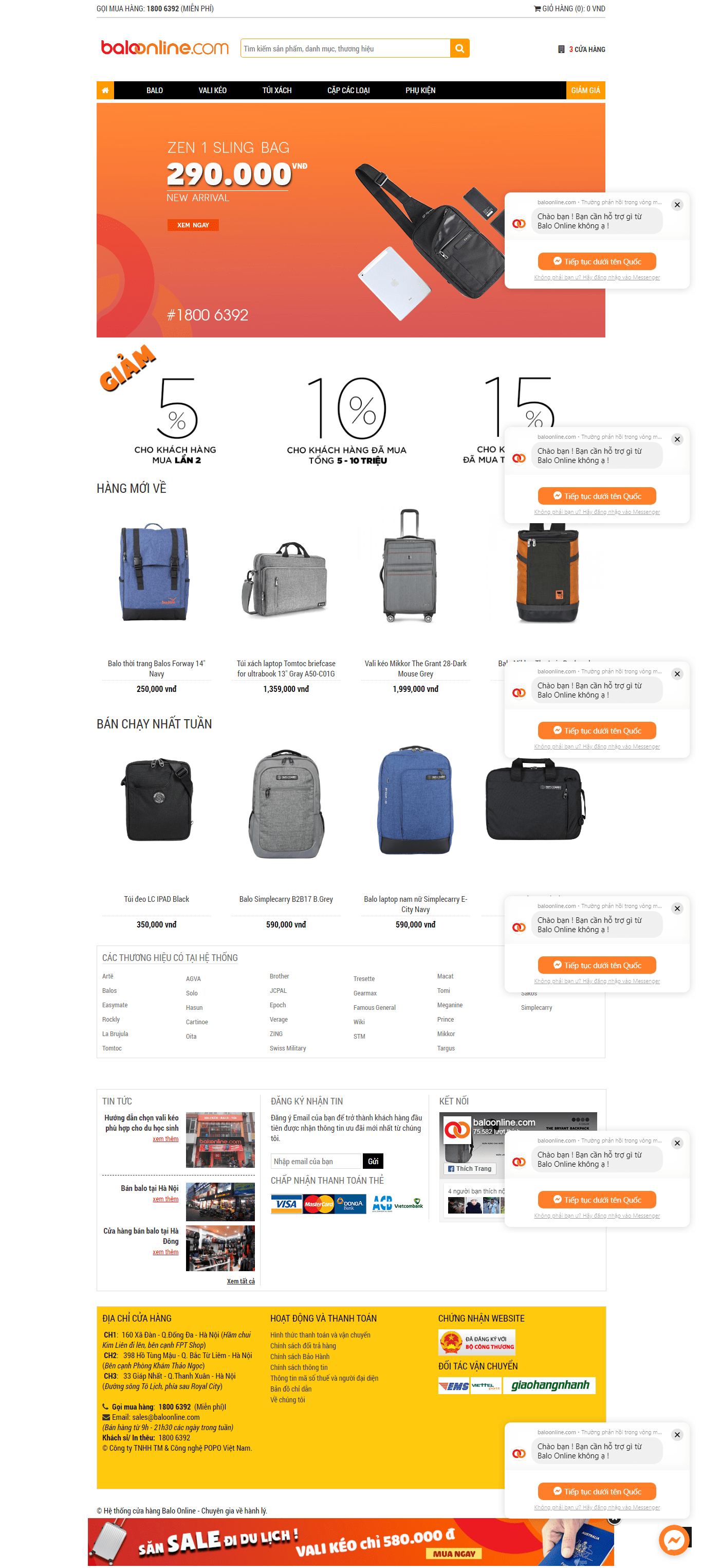 Thiết kế website bán balo - túi xách - https://baloonline.com/