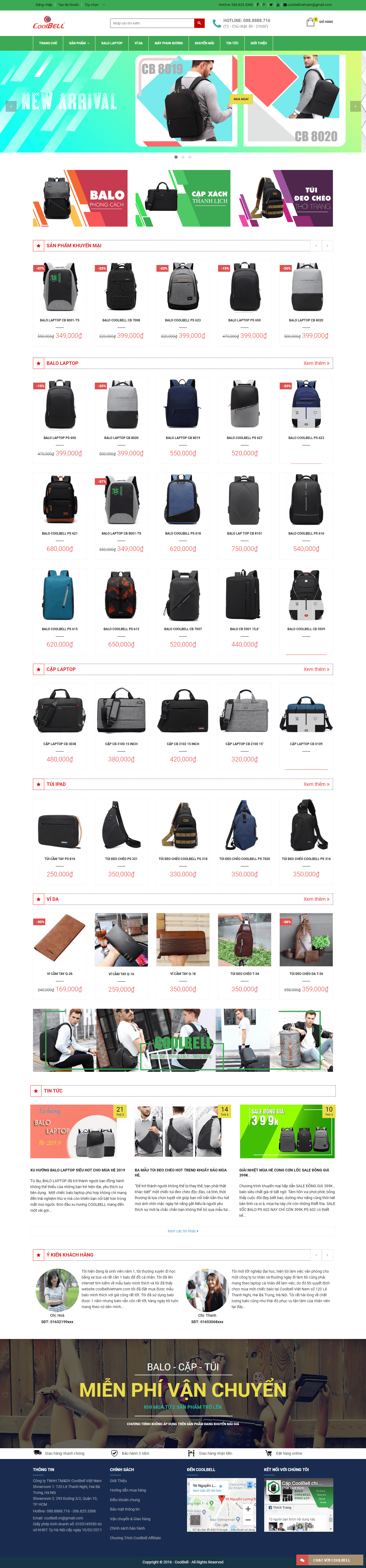 Thiết kế website bán balo - túi xách - http://coolbellvietnam.com/