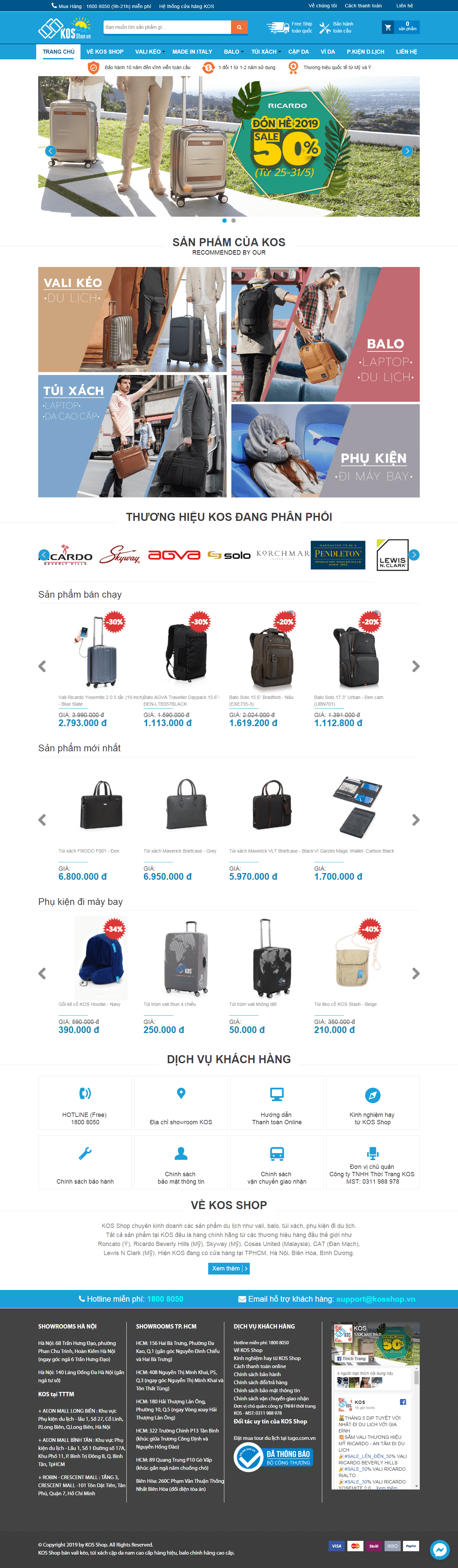 Thiết kế website bán balo - túi xách - https://www.kosshop.vn/