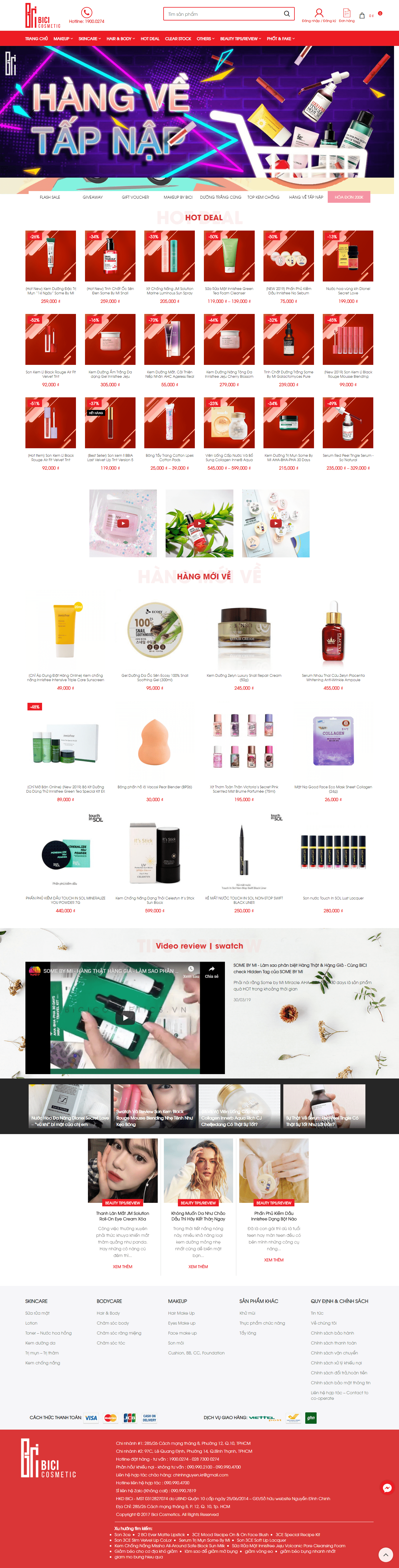Thiết kế website bán mỹ phẩm - làm đẹp - https://bicicosmetics.vn/