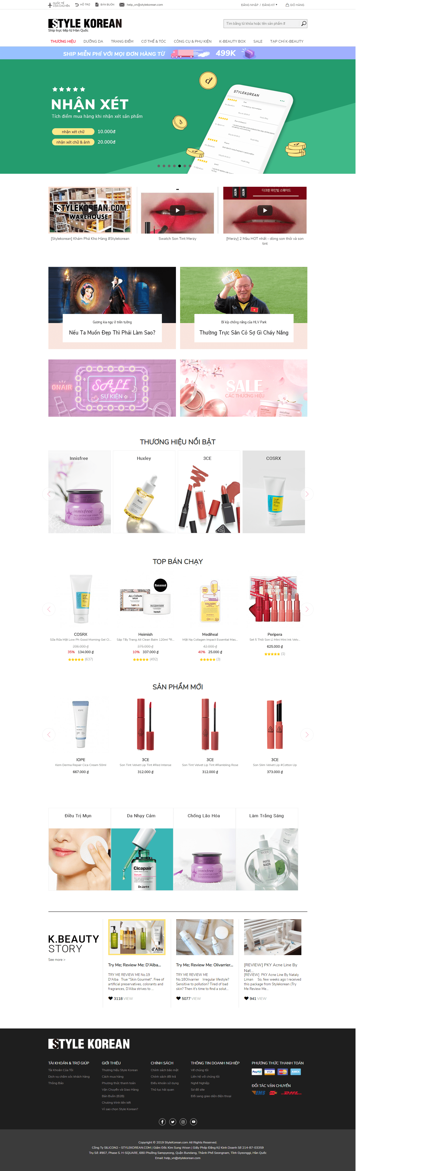 Thiết kế website bán mỹ phẩm - làm đẹp - https://vn.stylekorean.com/