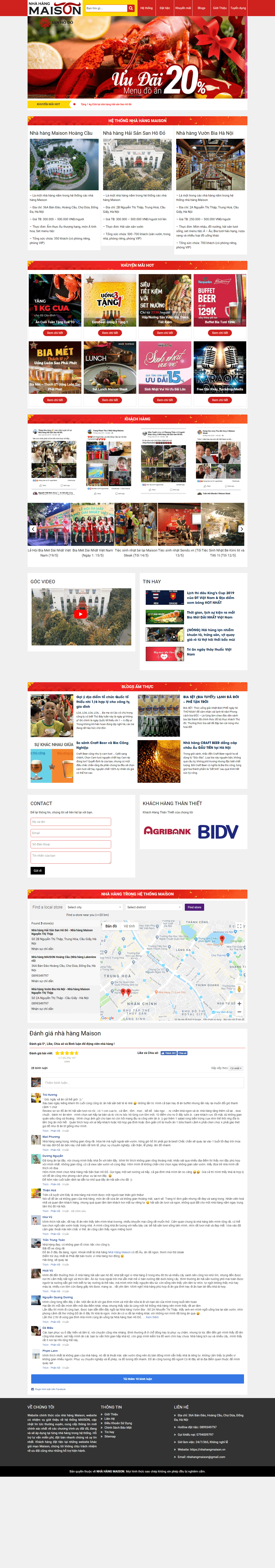 Thiết kế website khách sạn - nhà hàng - https://nhahangmaison.vn/